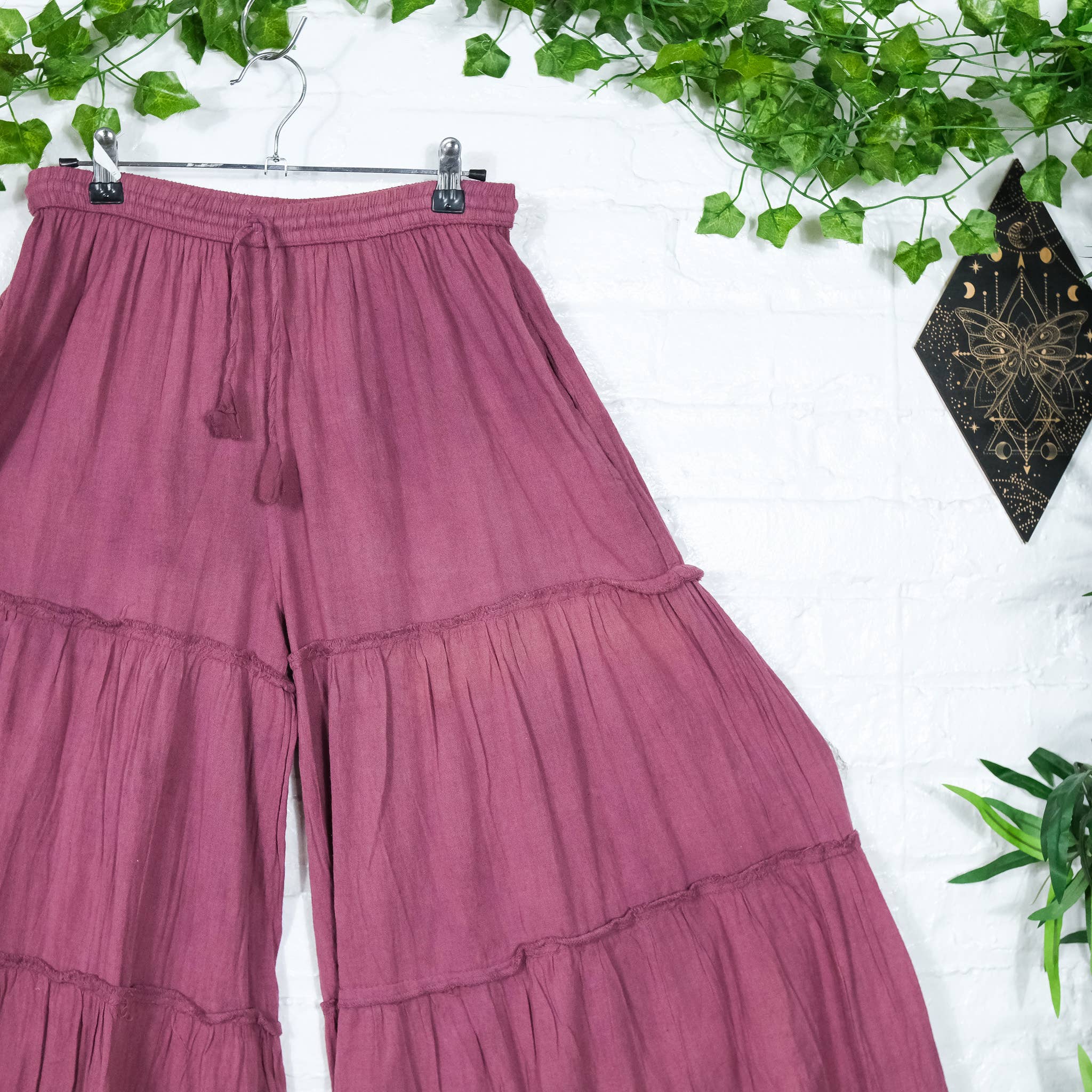 Cotton Flowy Boho Tiered Pant with Pockets