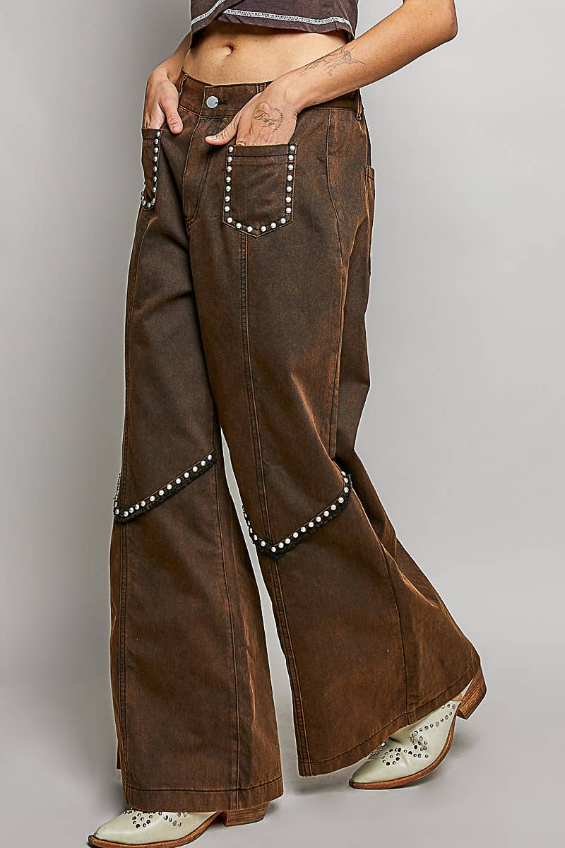 Vintage Elastic Band High Rise Wide Pants