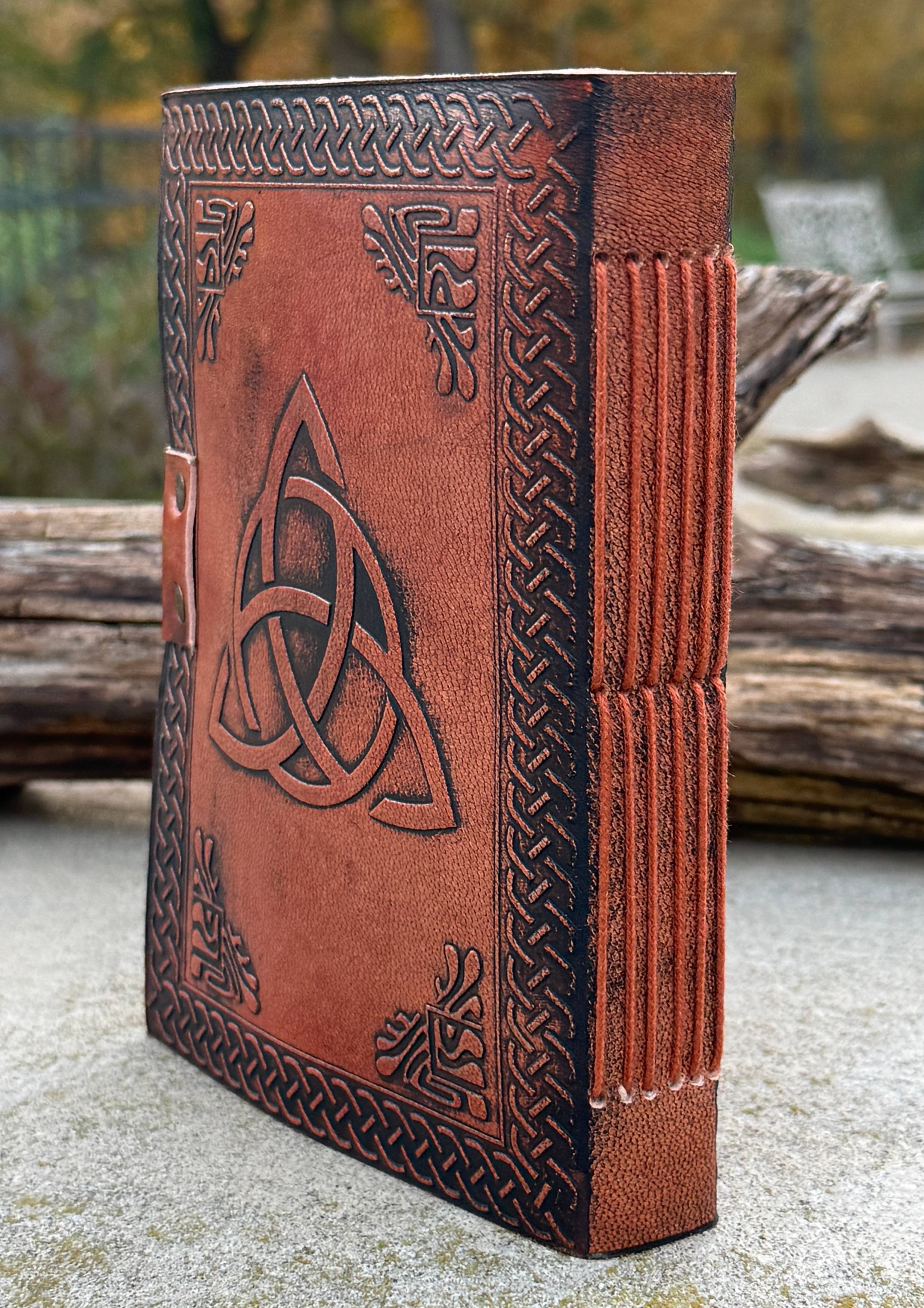 Leather Journal Embossed Triple Moon Goddess