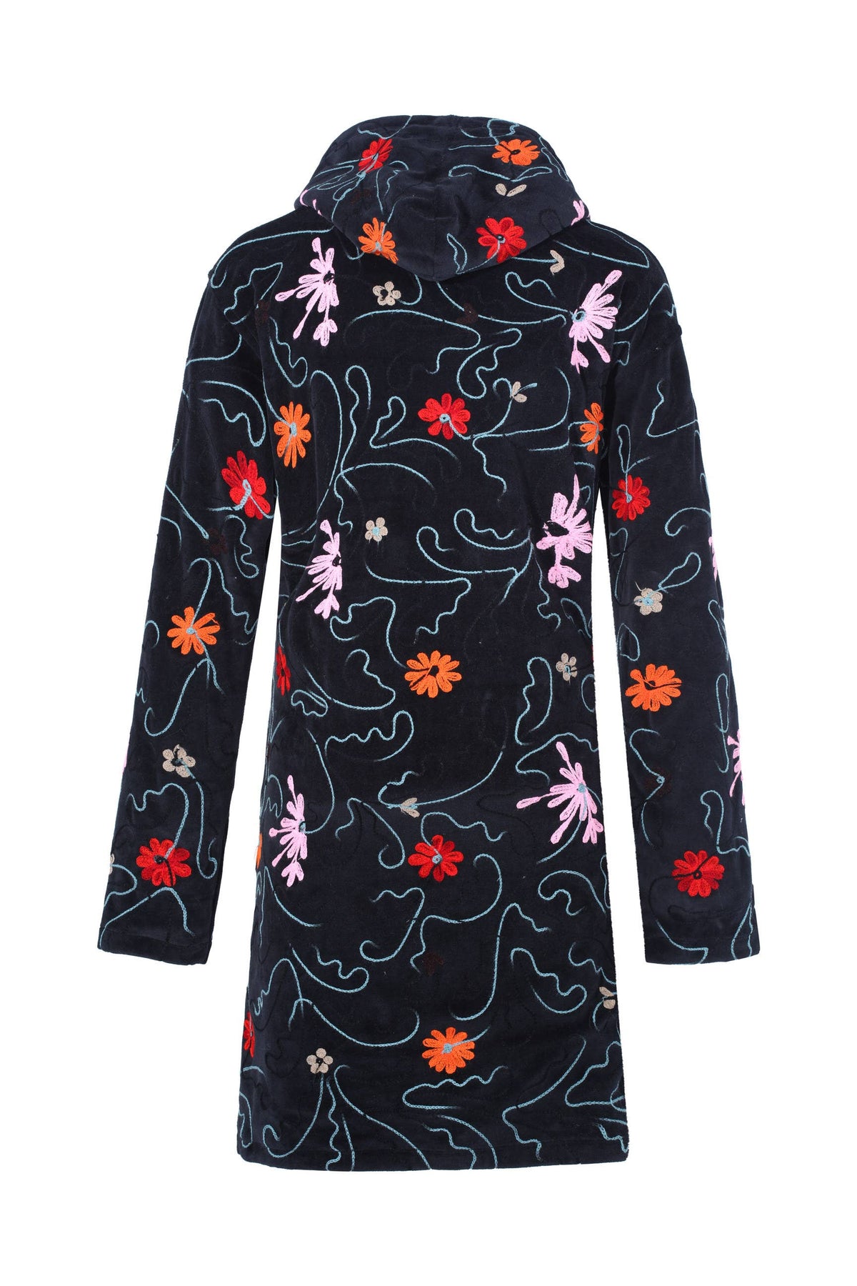 Boho Embroidered Velvet Hoodie