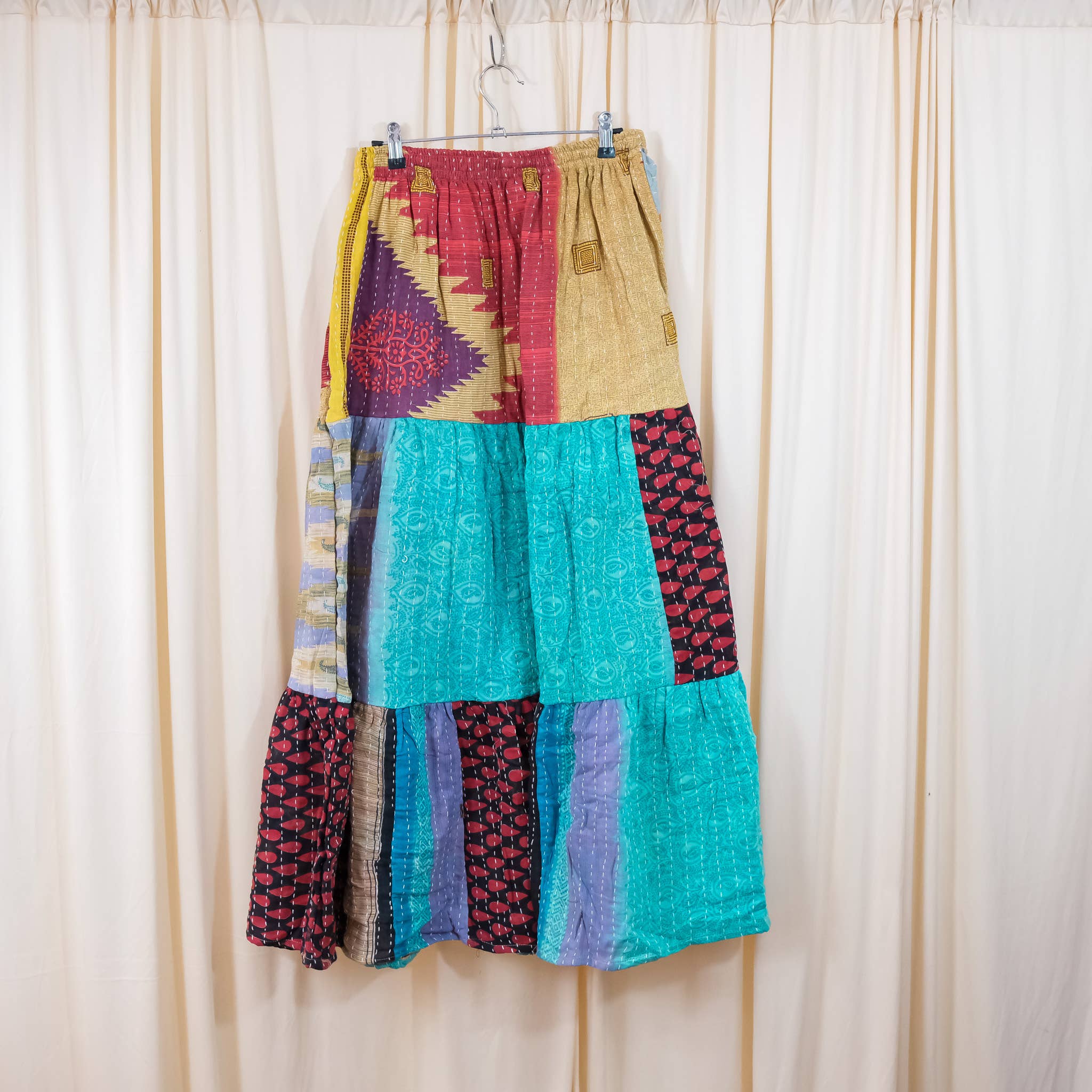 Kantha Boho Long Skirt with Pockets