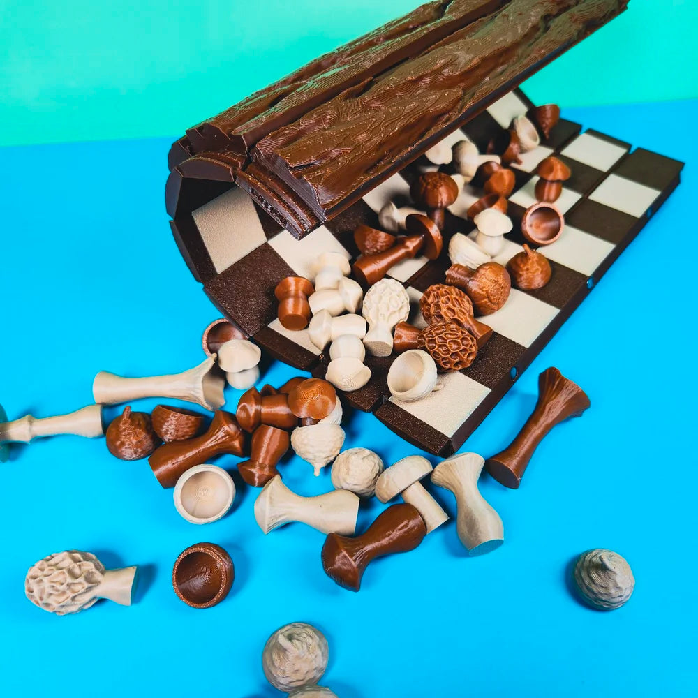 Mushroom and Acorn Forest Chess and Checkers Set