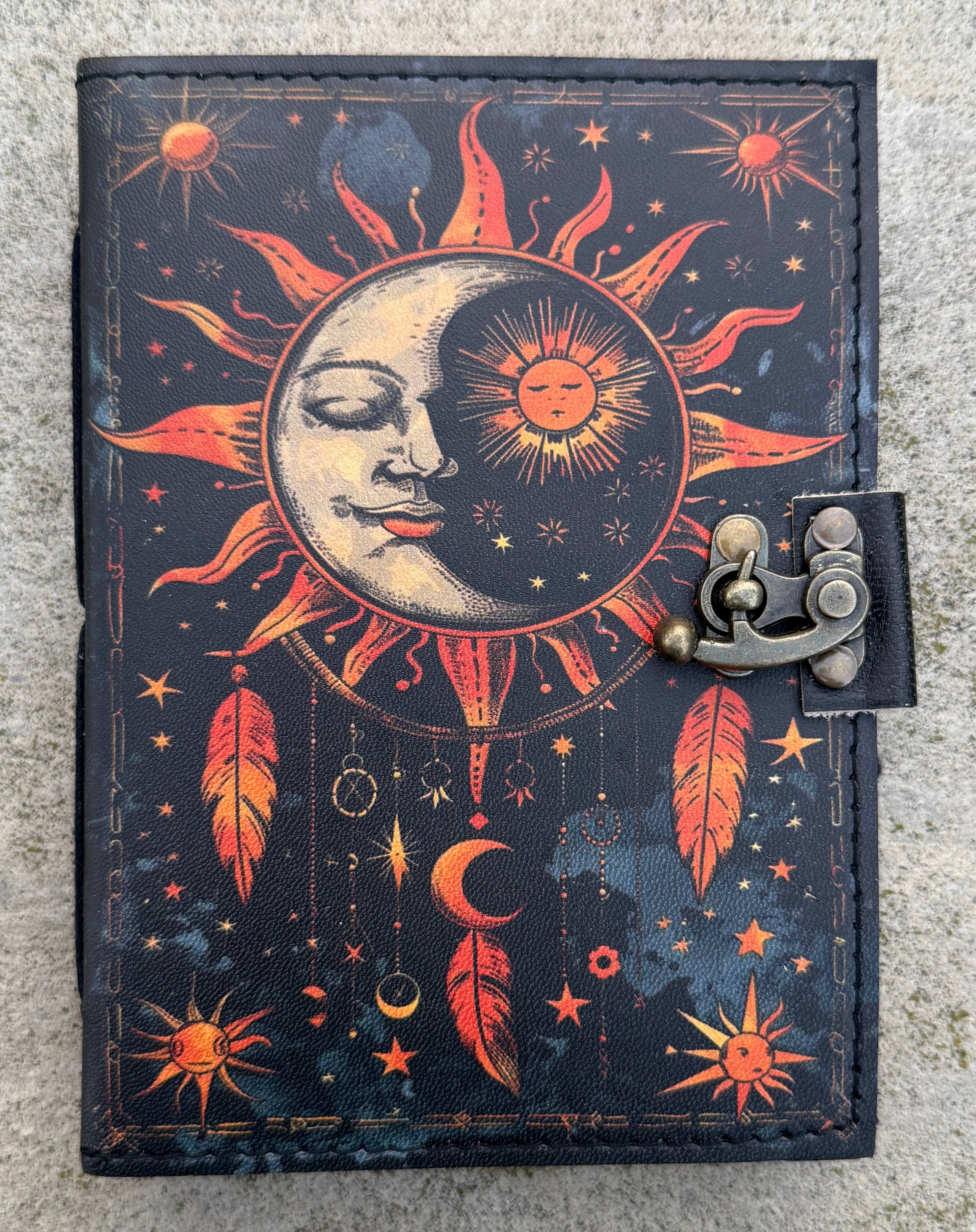 Leather Journal Celestial Sun Moon