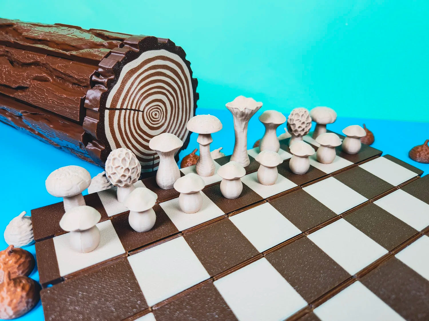 Mushroom and Acorn Forest Chess and Checkers Set