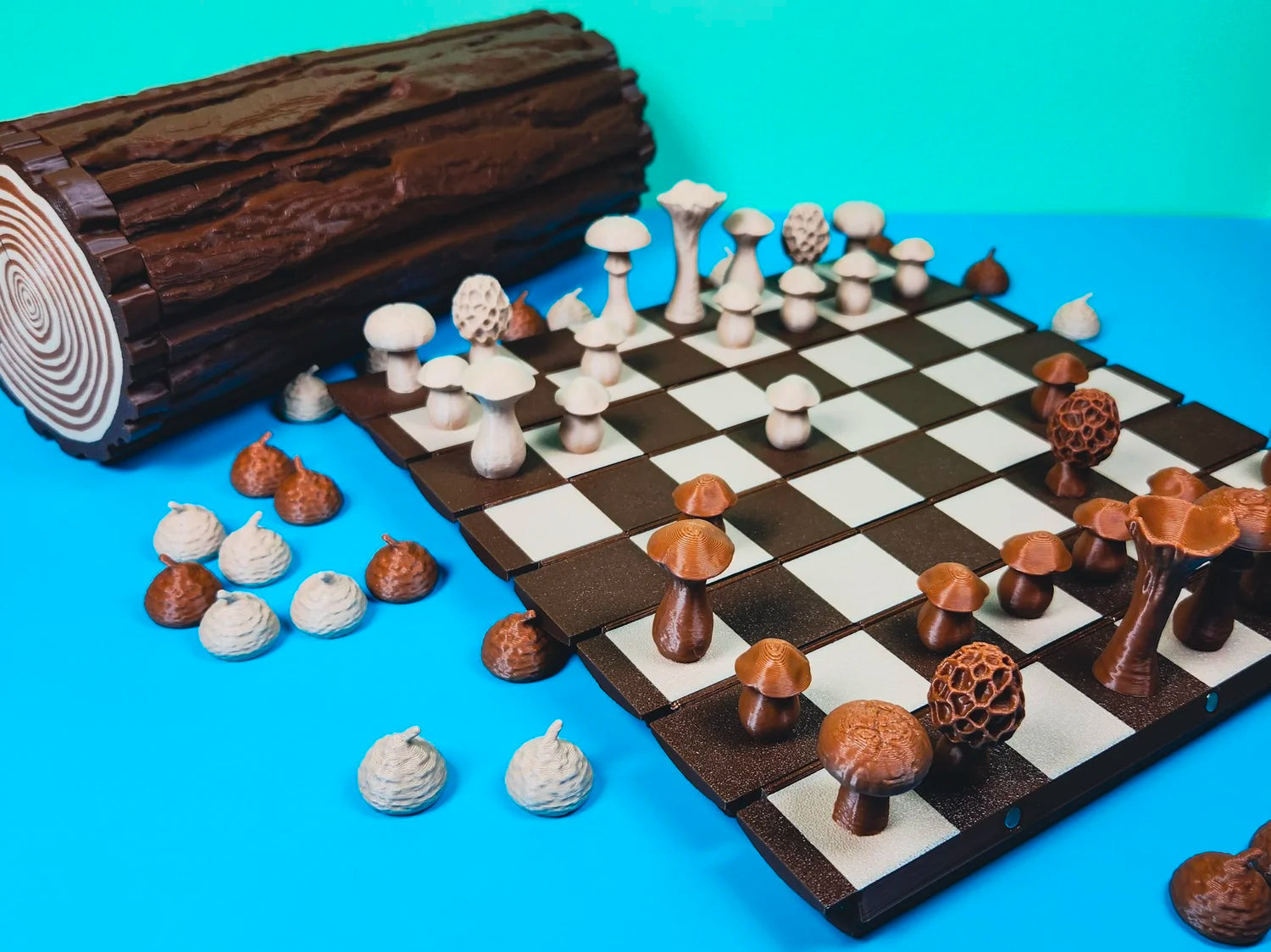 Mushroom and Acorn Forest Chess and Checkers Set