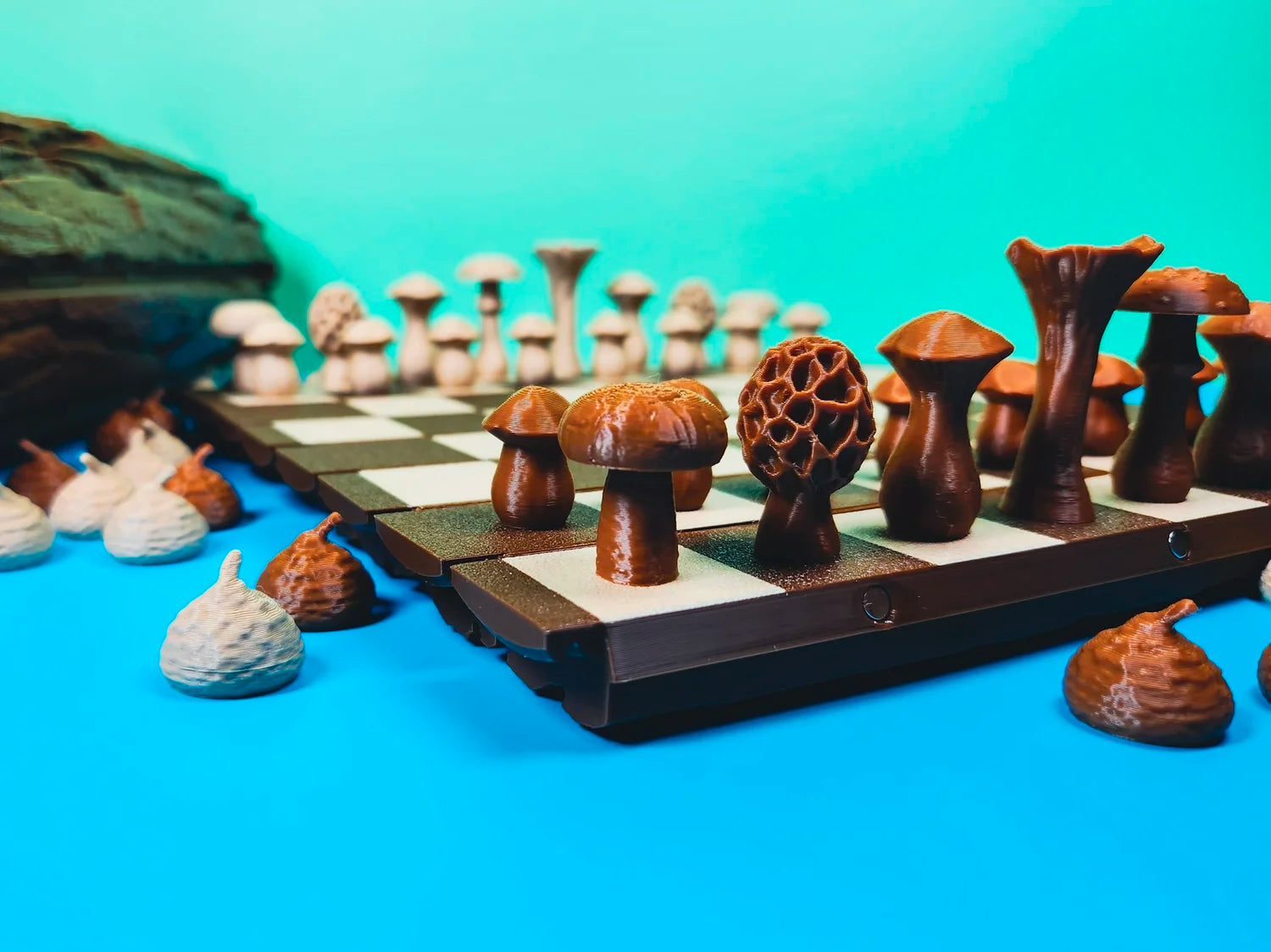 Mushroom and Acorn Forest Chess and Checkers Set