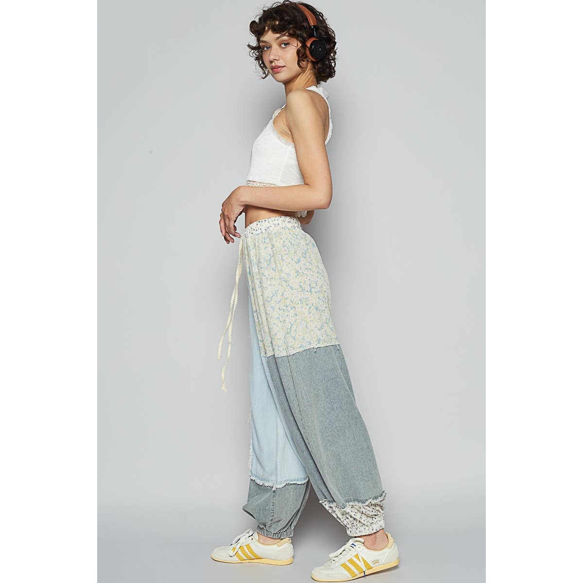 Adjustable Waistband Contrast Pants