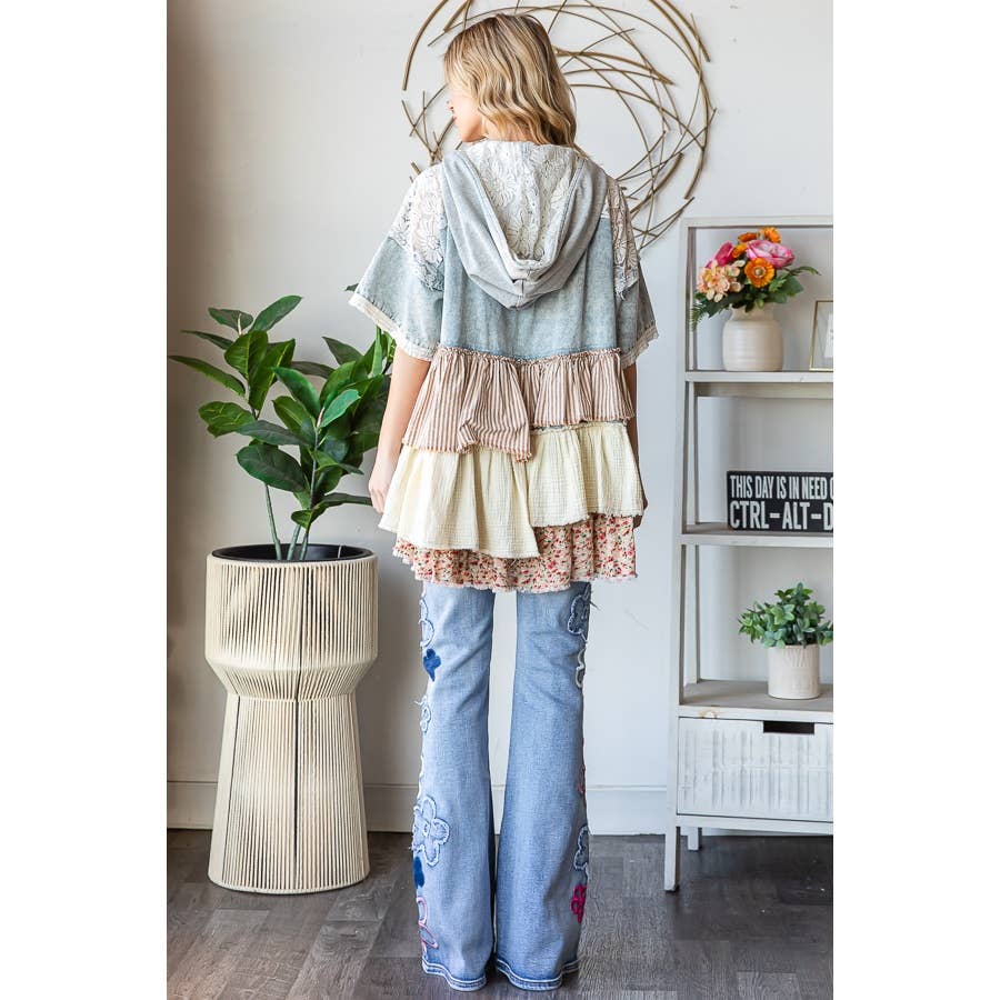 Ruffle Hooded Jacket