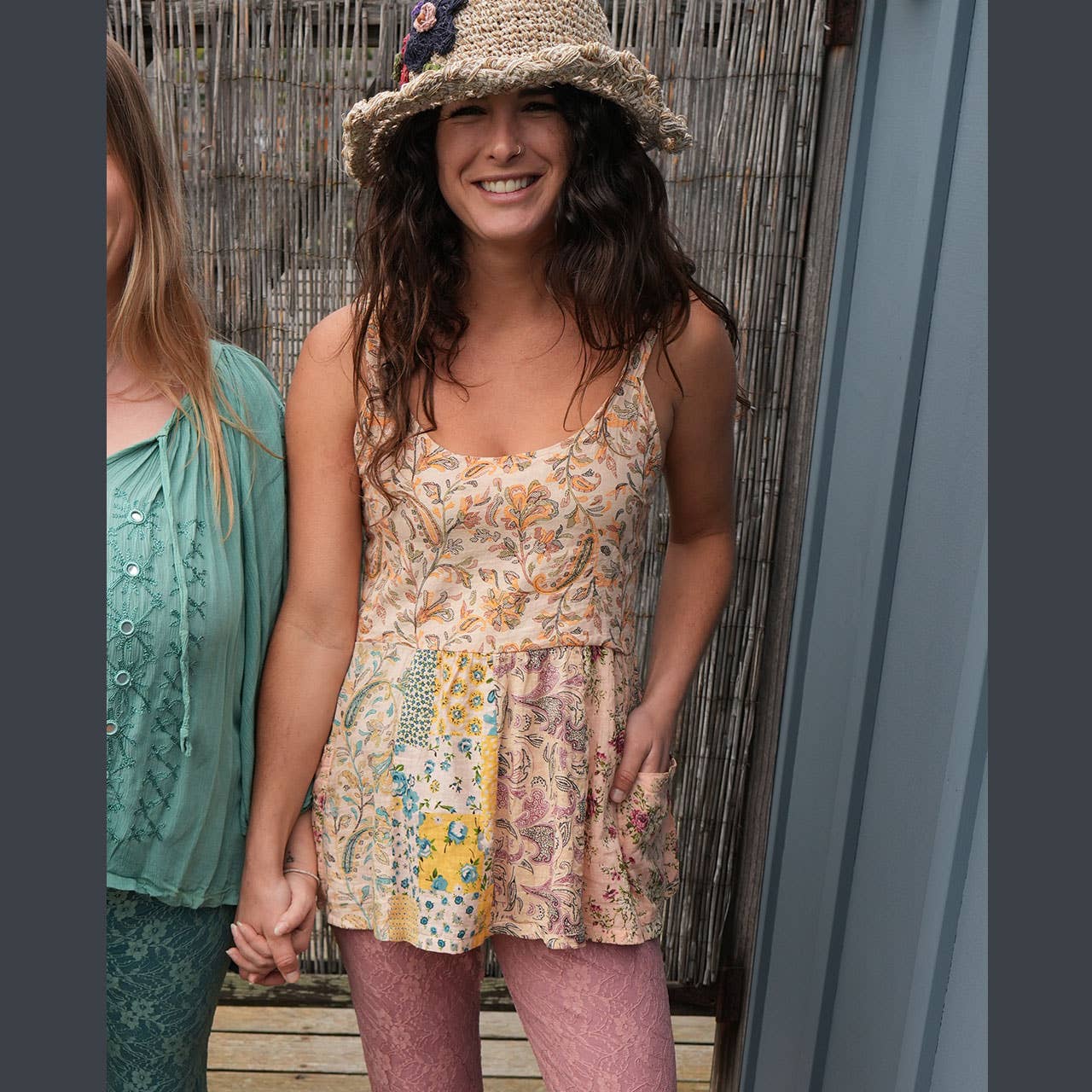Cotton Floral Patchwork Halter Top