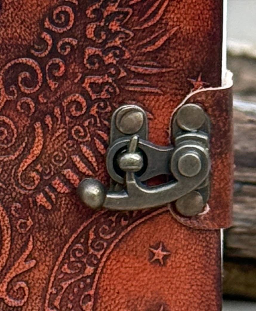 Leather Journal Embossed Triple Moon Goddess