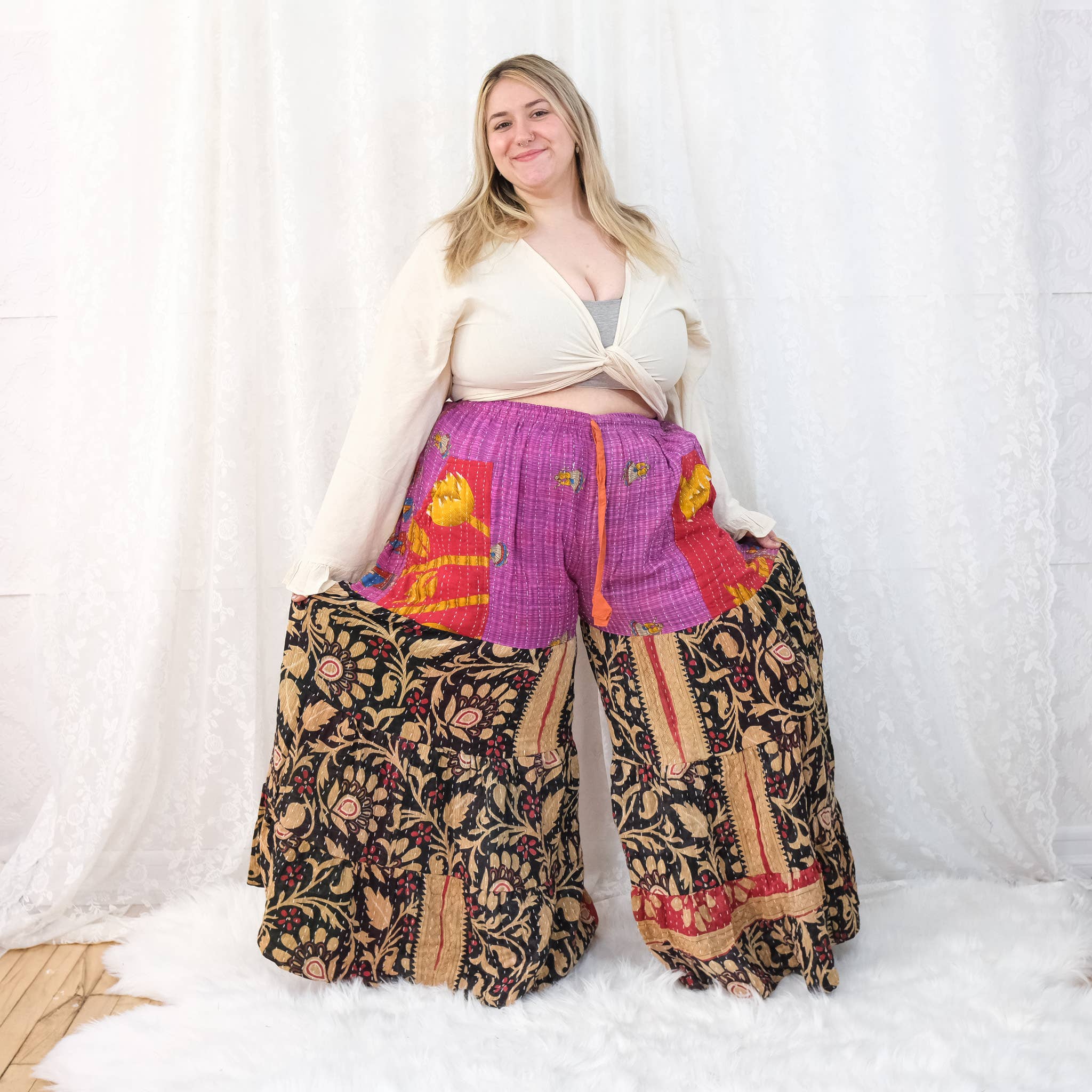 Kantha Tiered Reversible Pant with Pockets