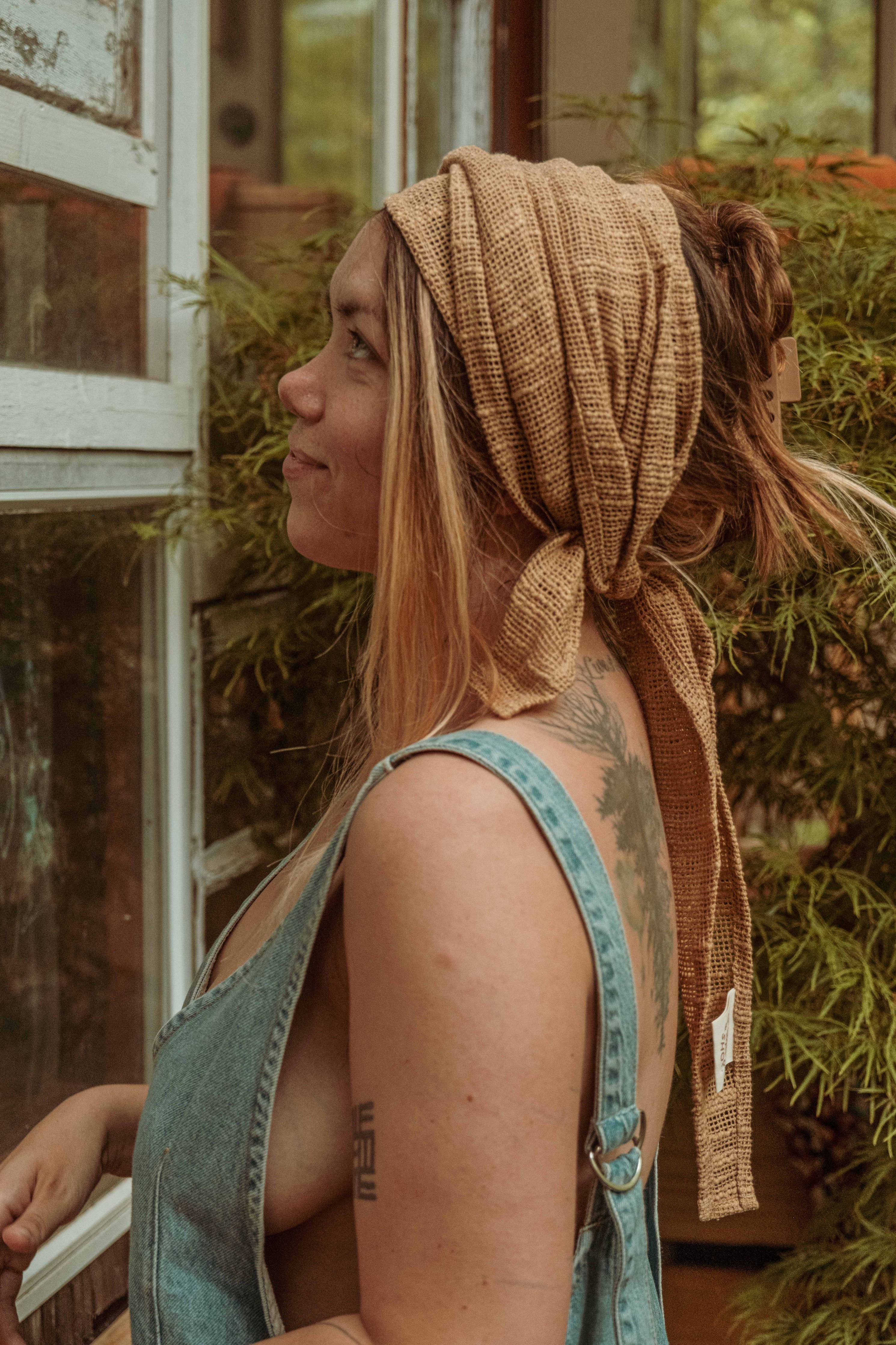 Beachy Recycled Cotton Bohemian Mesh Hair Wrap