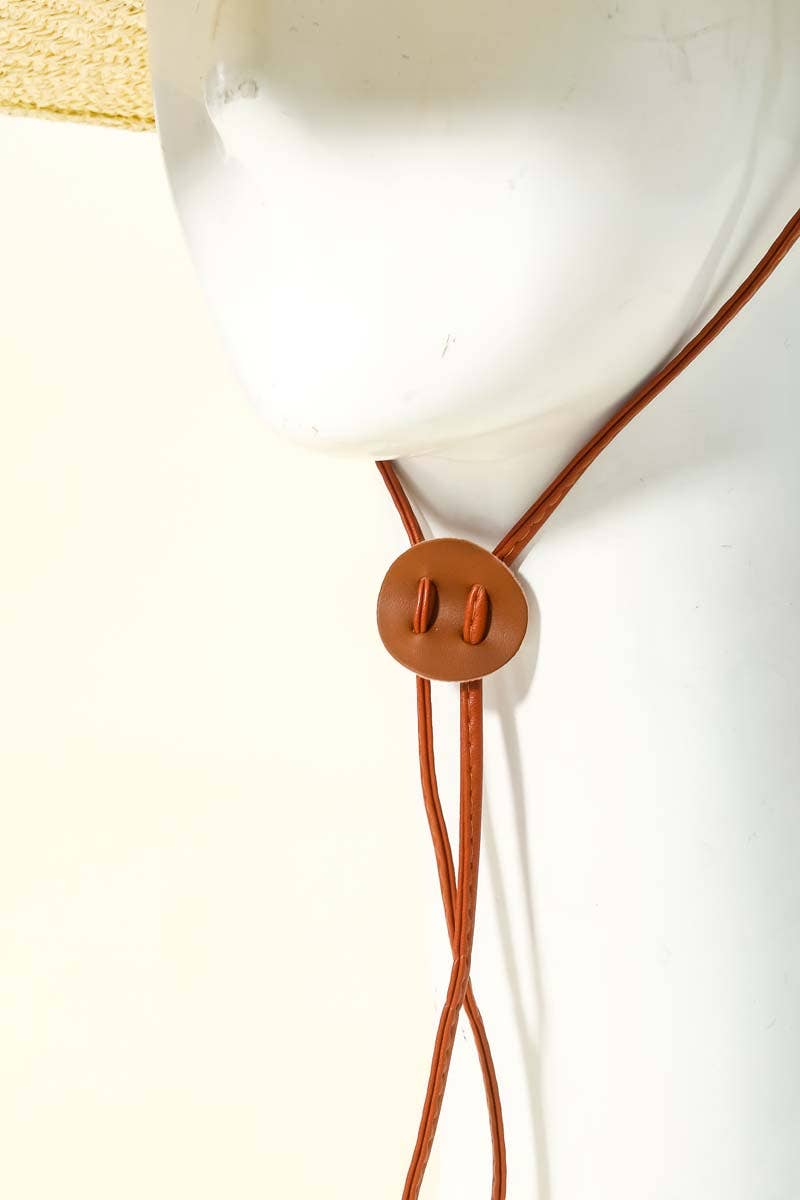 Thin Strap Braided Weave Sun Hat: BK
