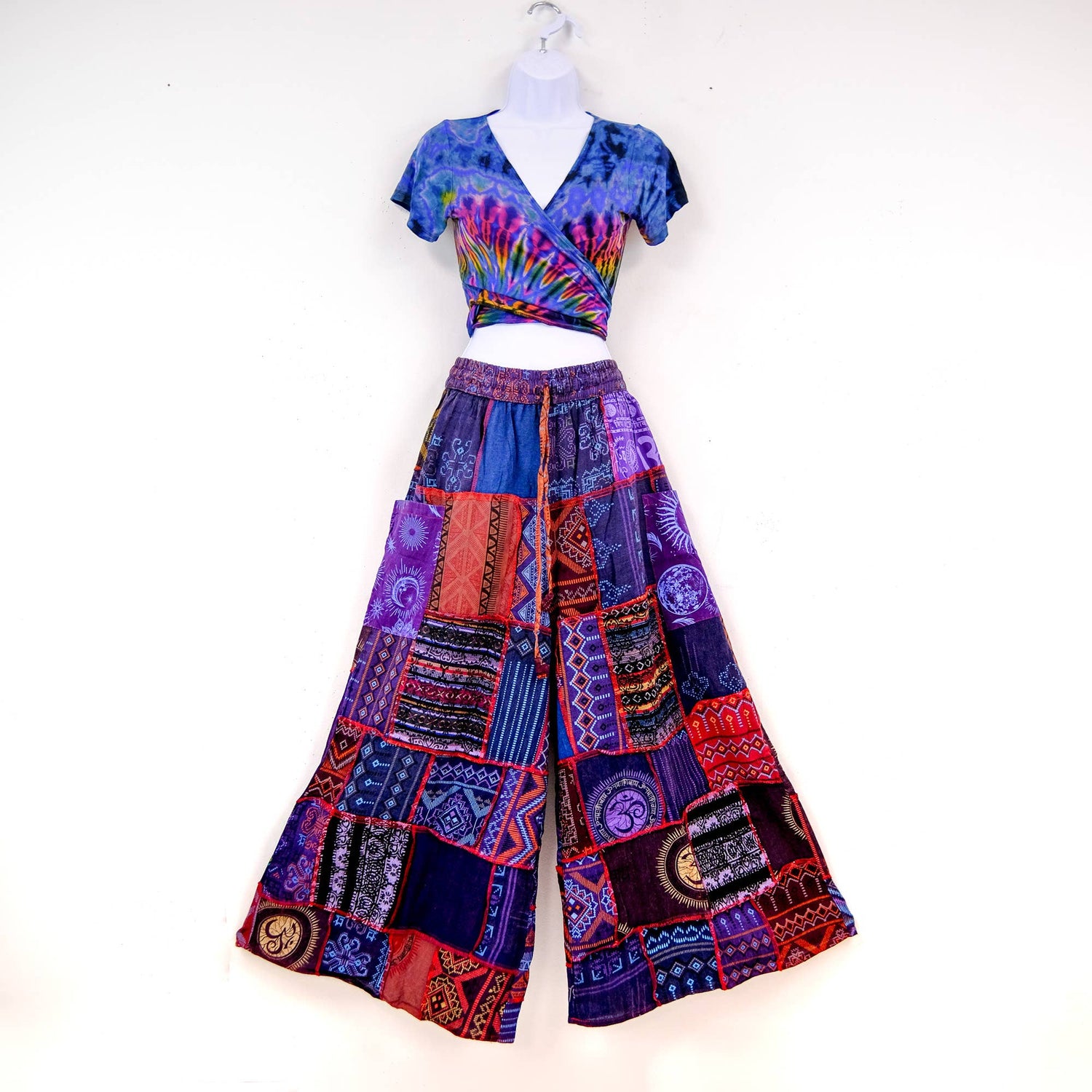 Handwoven Patchwork Colorful Boho Palazzo Pants