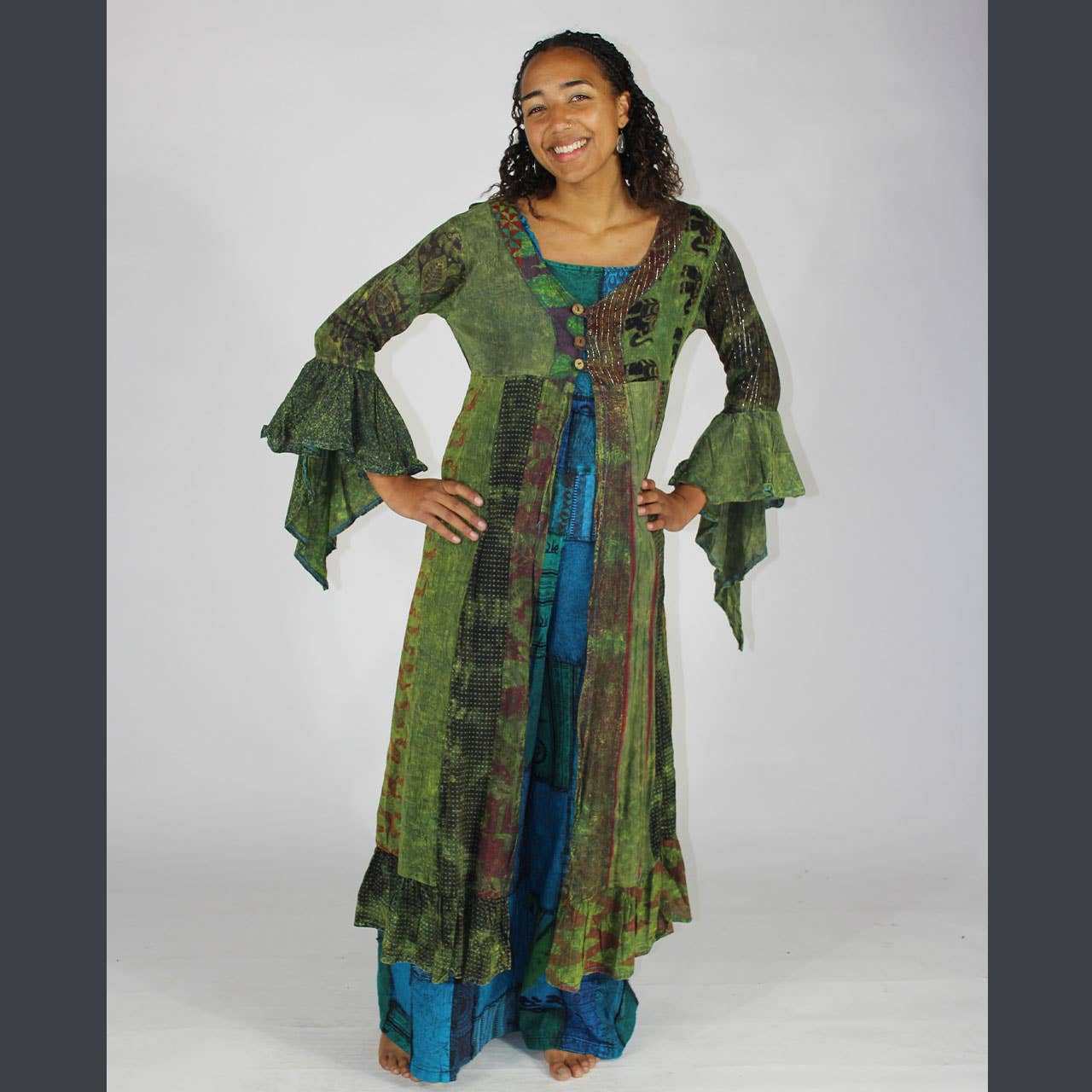 STEVIE DUSTER Over Dye Patchwork Long Duster