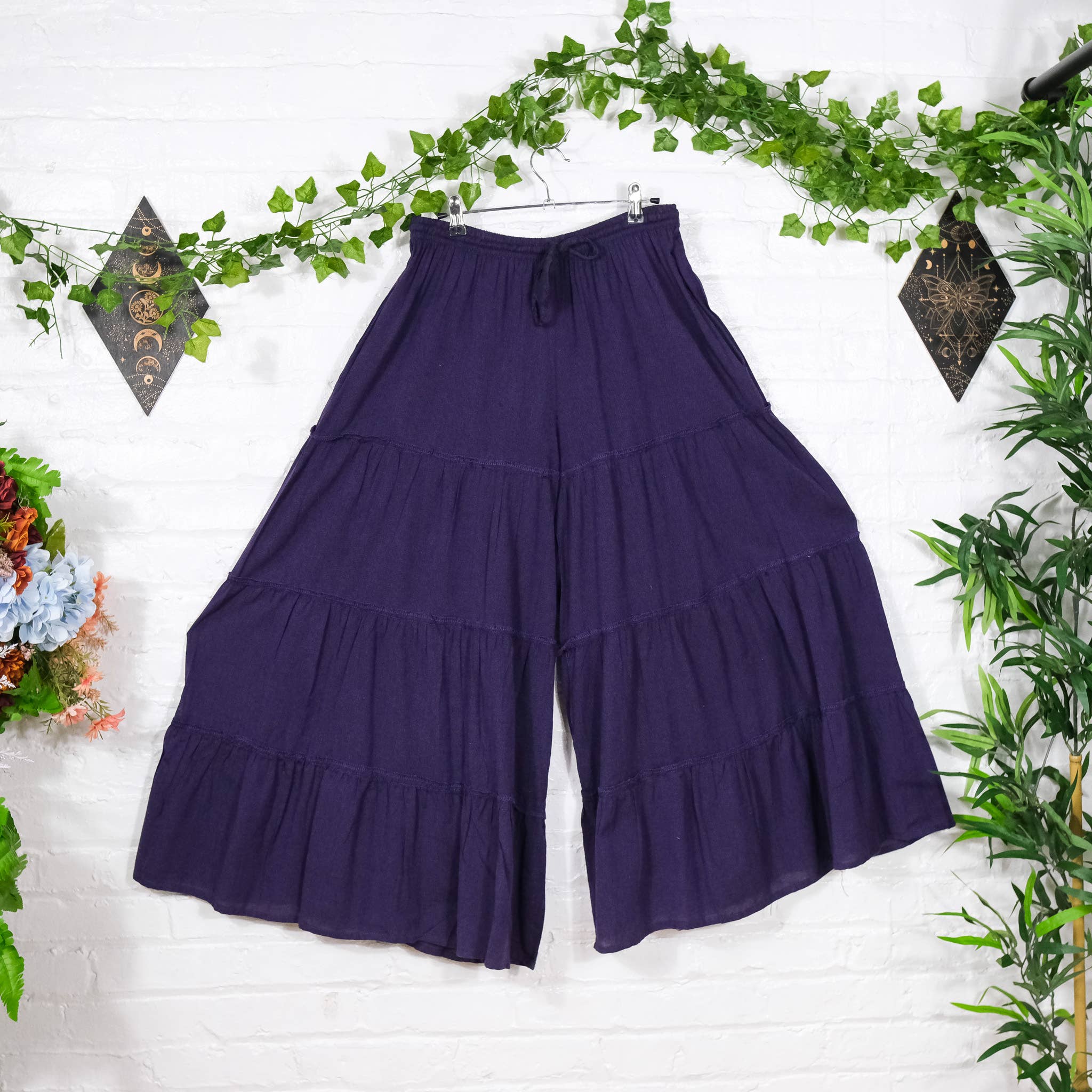 Cotton Flowy Boho Tiered Pant with Pockets