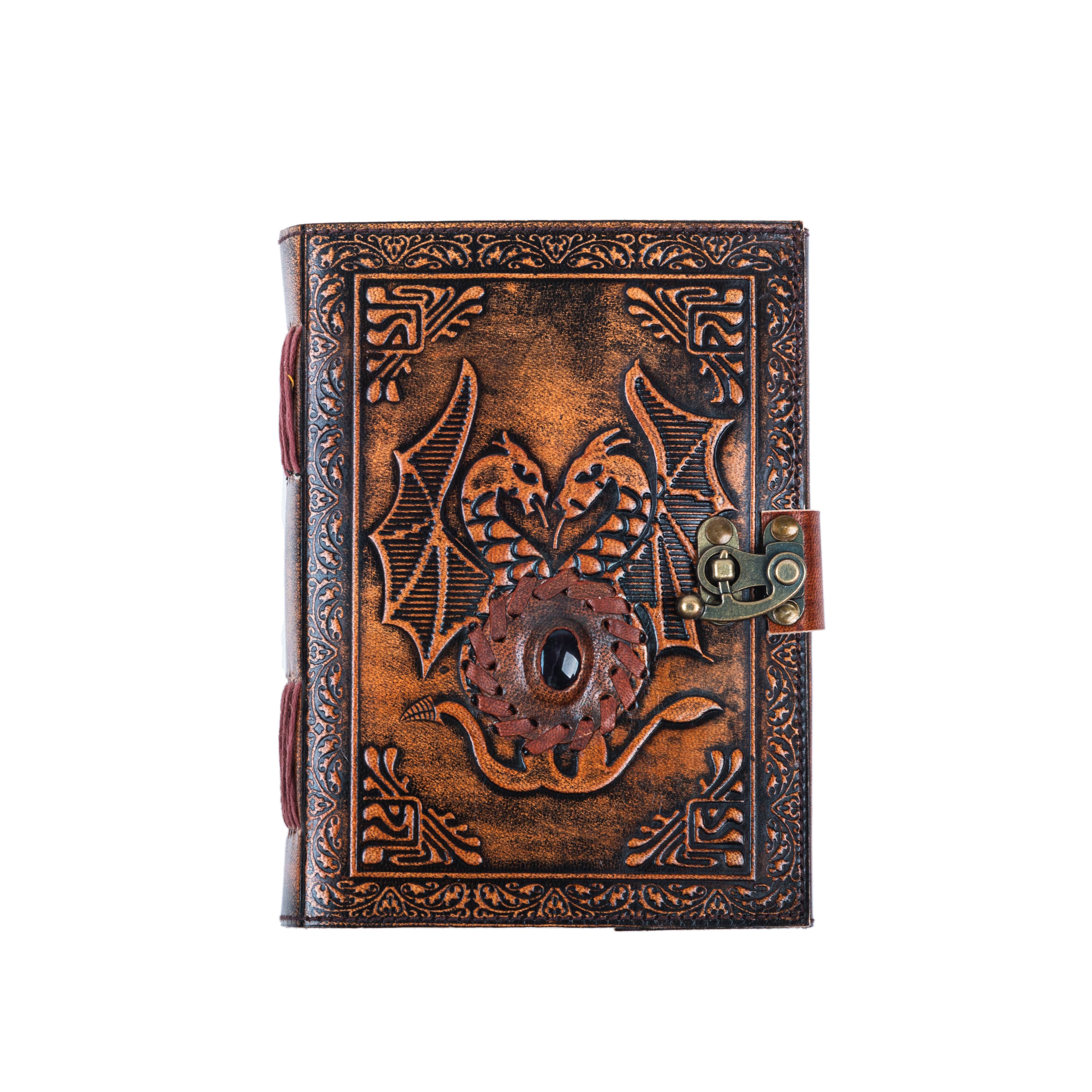 Leather Journal with Stone and Dragon
