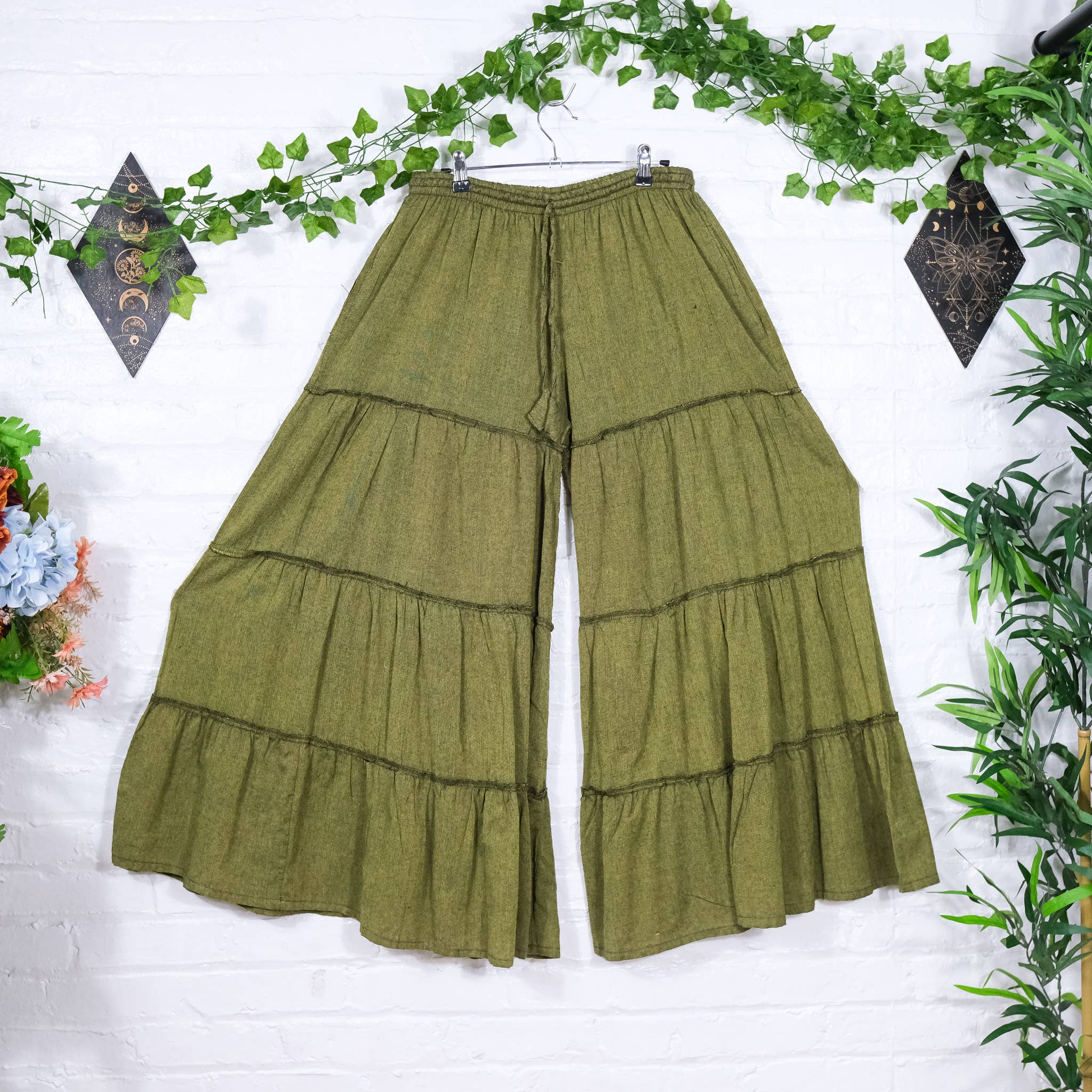 Cotton Flowy Boho Tiered Pant with Pockets