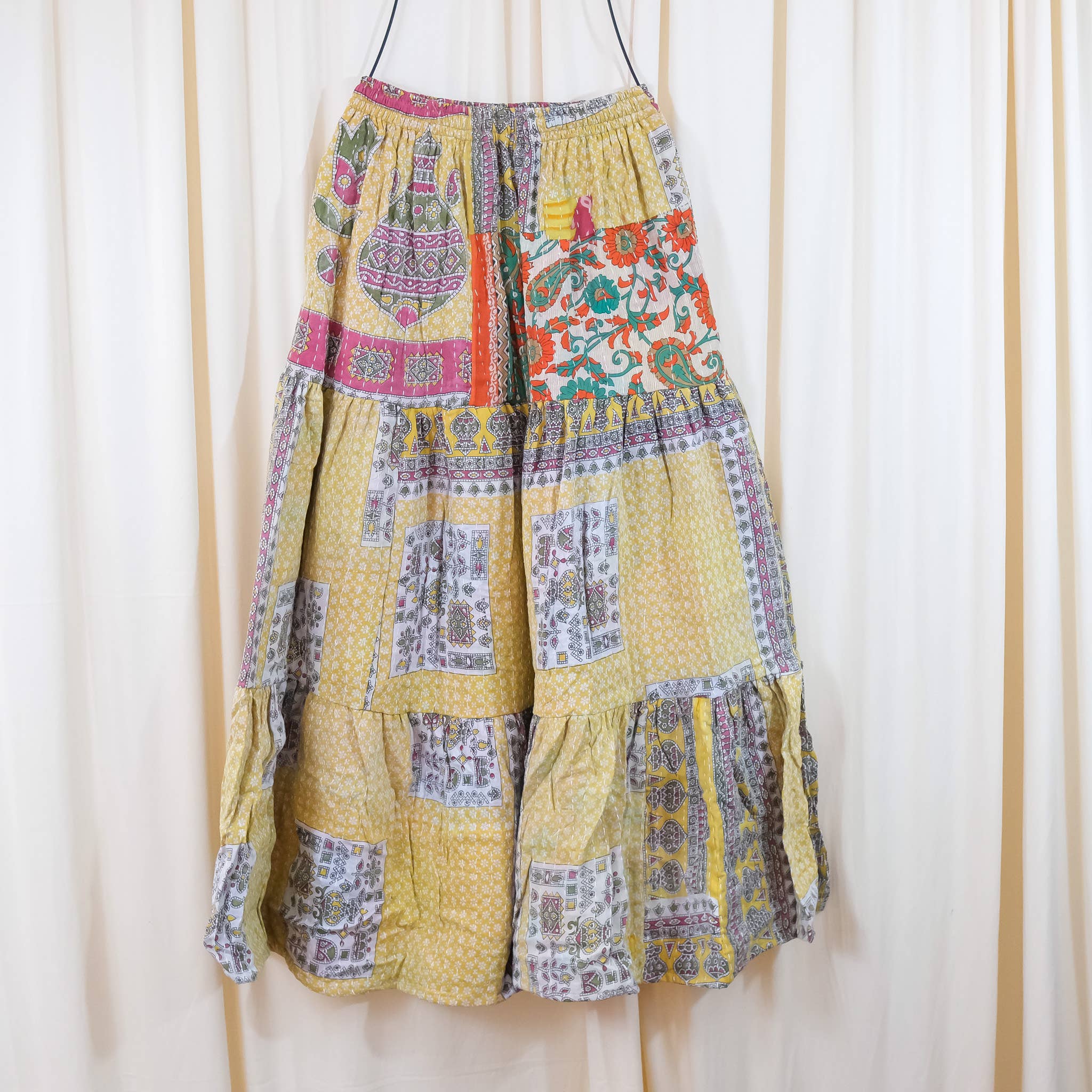 Kantha Boho Long Skirt with Pockets