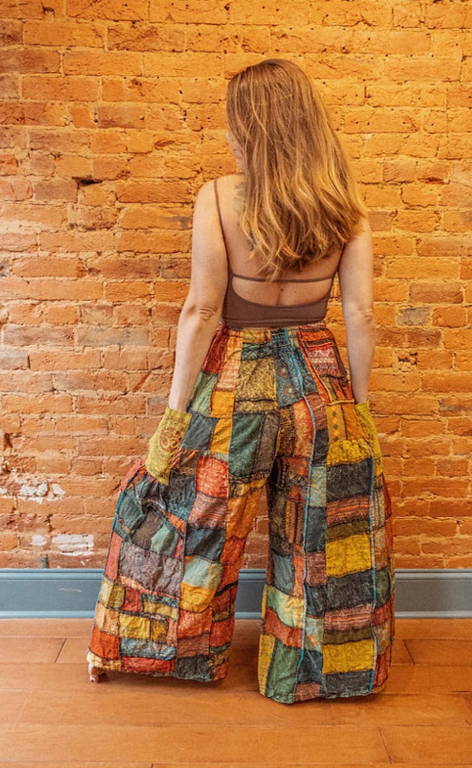 Hippie Boho Patchwork Flare Wide Leg Pants