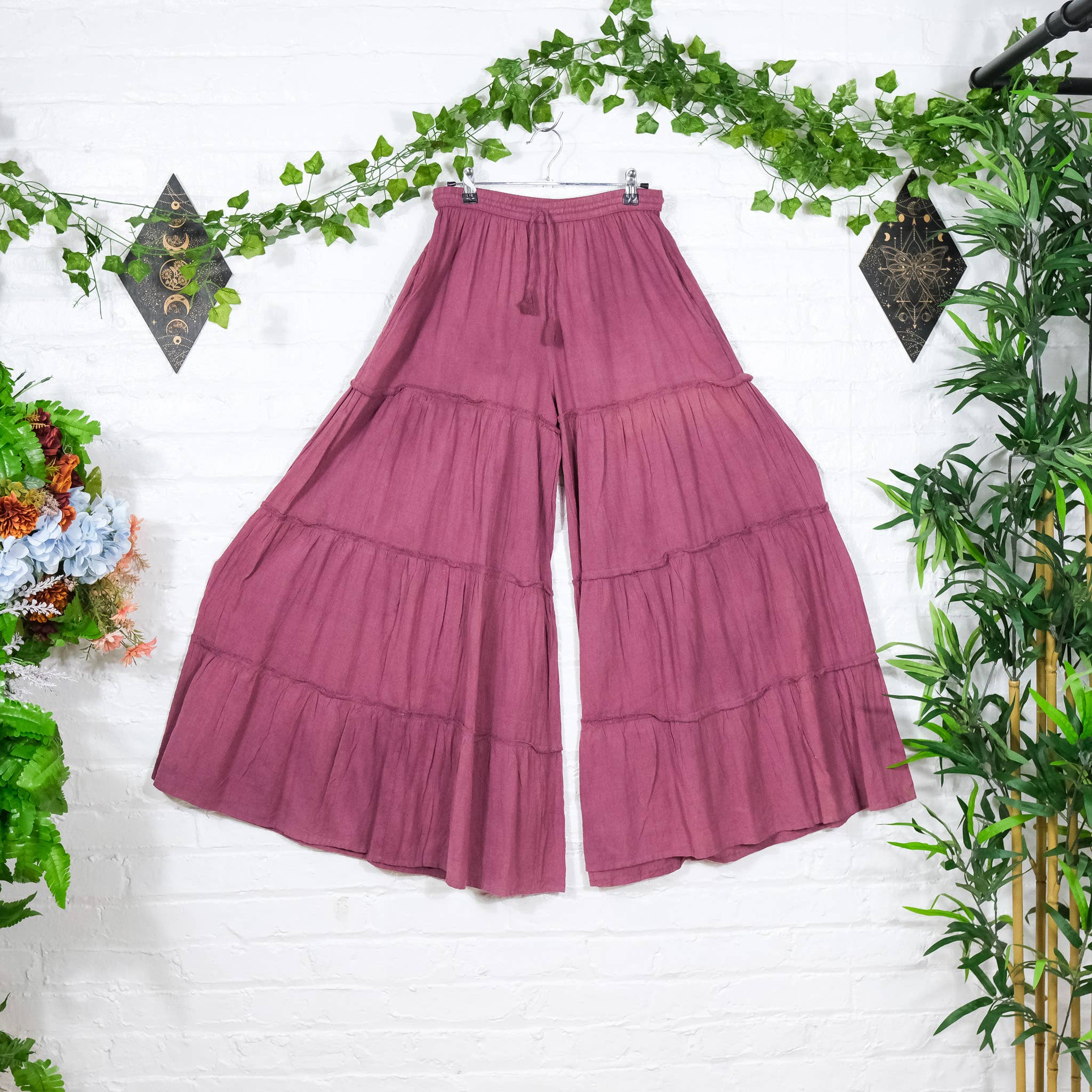 Cotton Flowy Boho Tiered Pant with Pockets