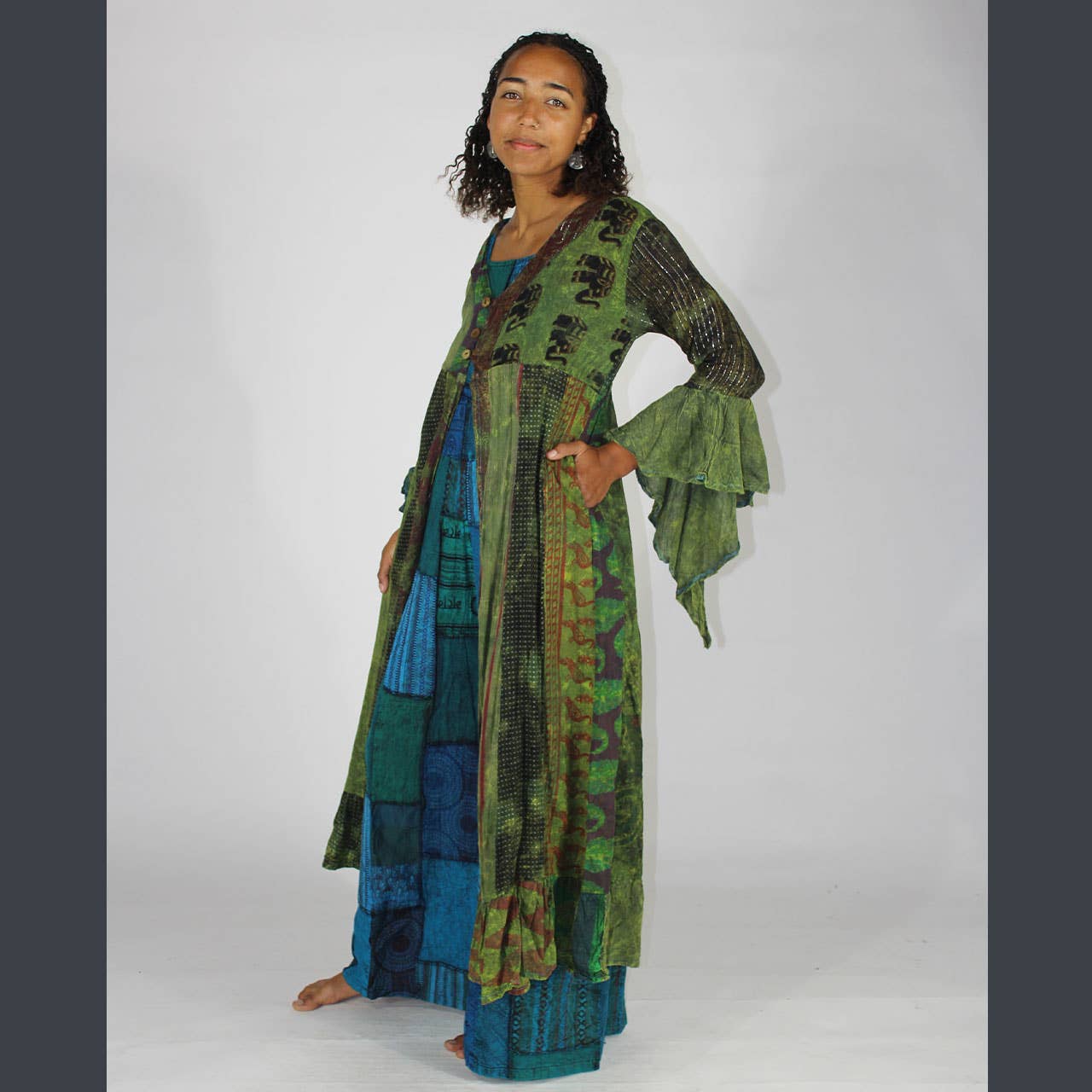 STEVIE DUSTER Over Dye Patchwork Long Duster
