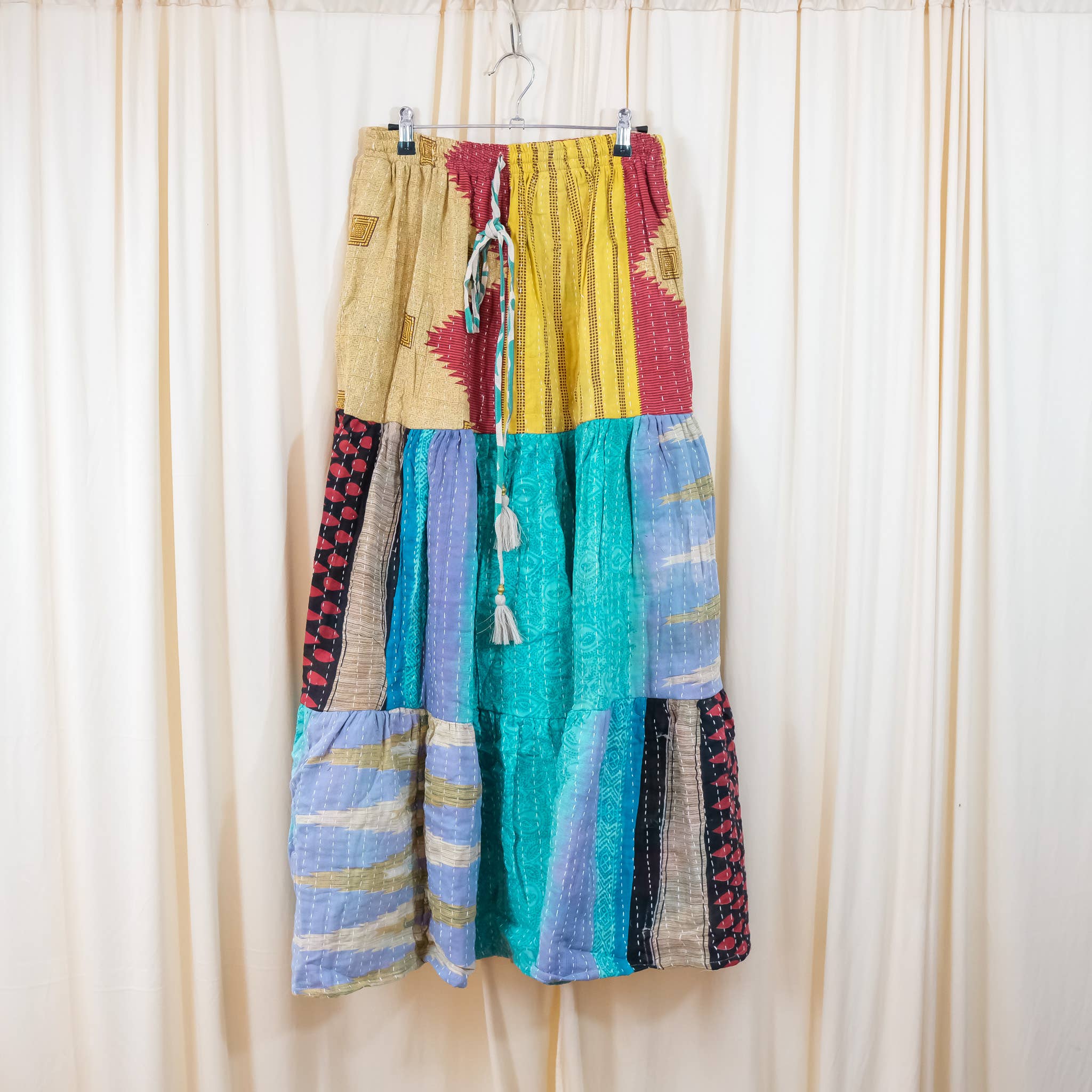 Kantha Boho Long Skirt with Pockets