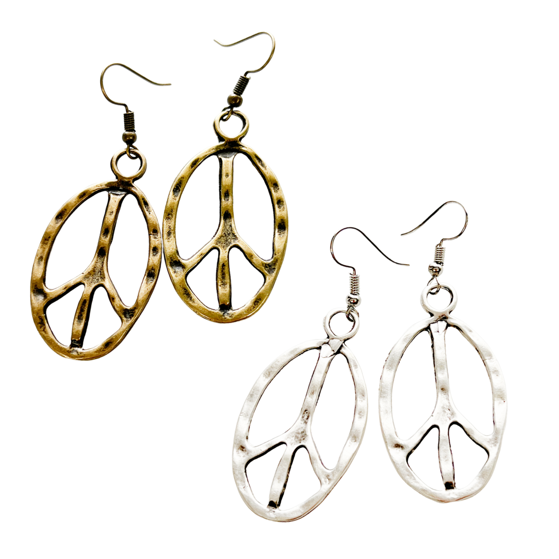 Peace Sign Earrings Oval