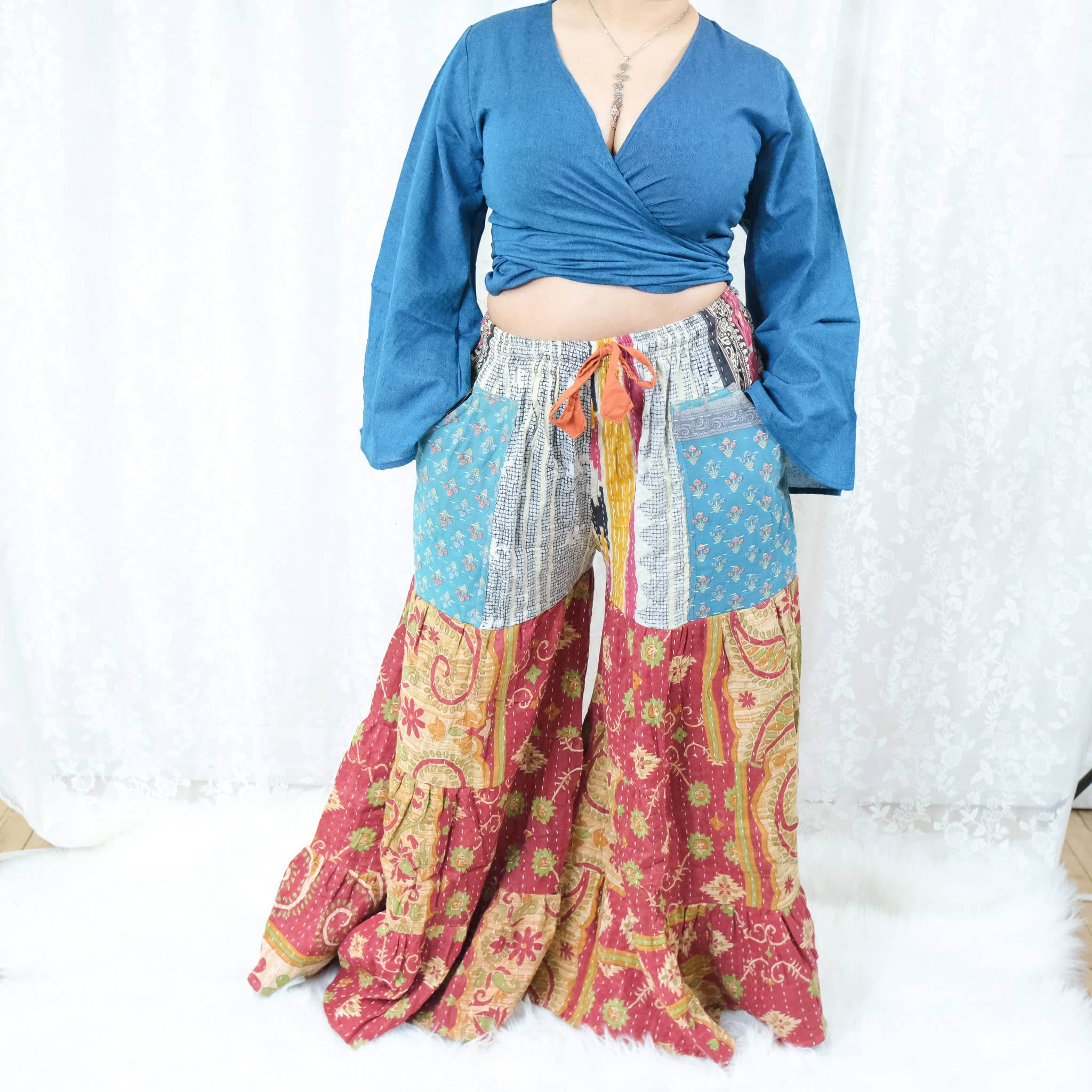 Kantha Tiered Reversible Pant with Pockets