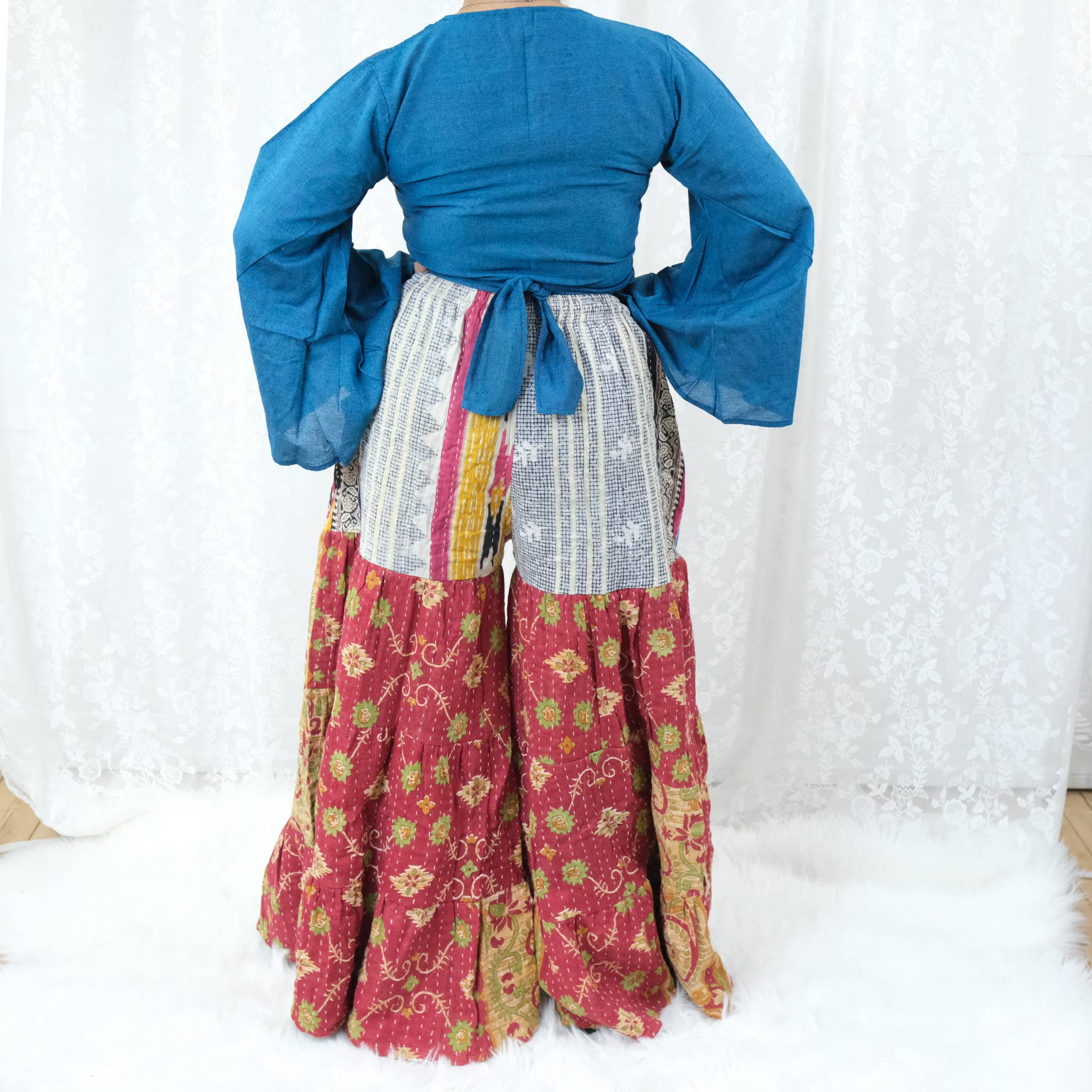 Kantha Tiered Reversible Pant with Pockets