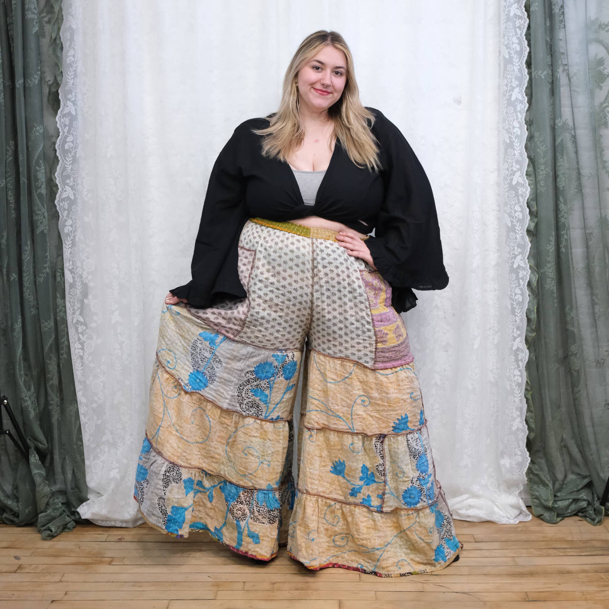 Kantha Tiered Reversible Pant with Pockets