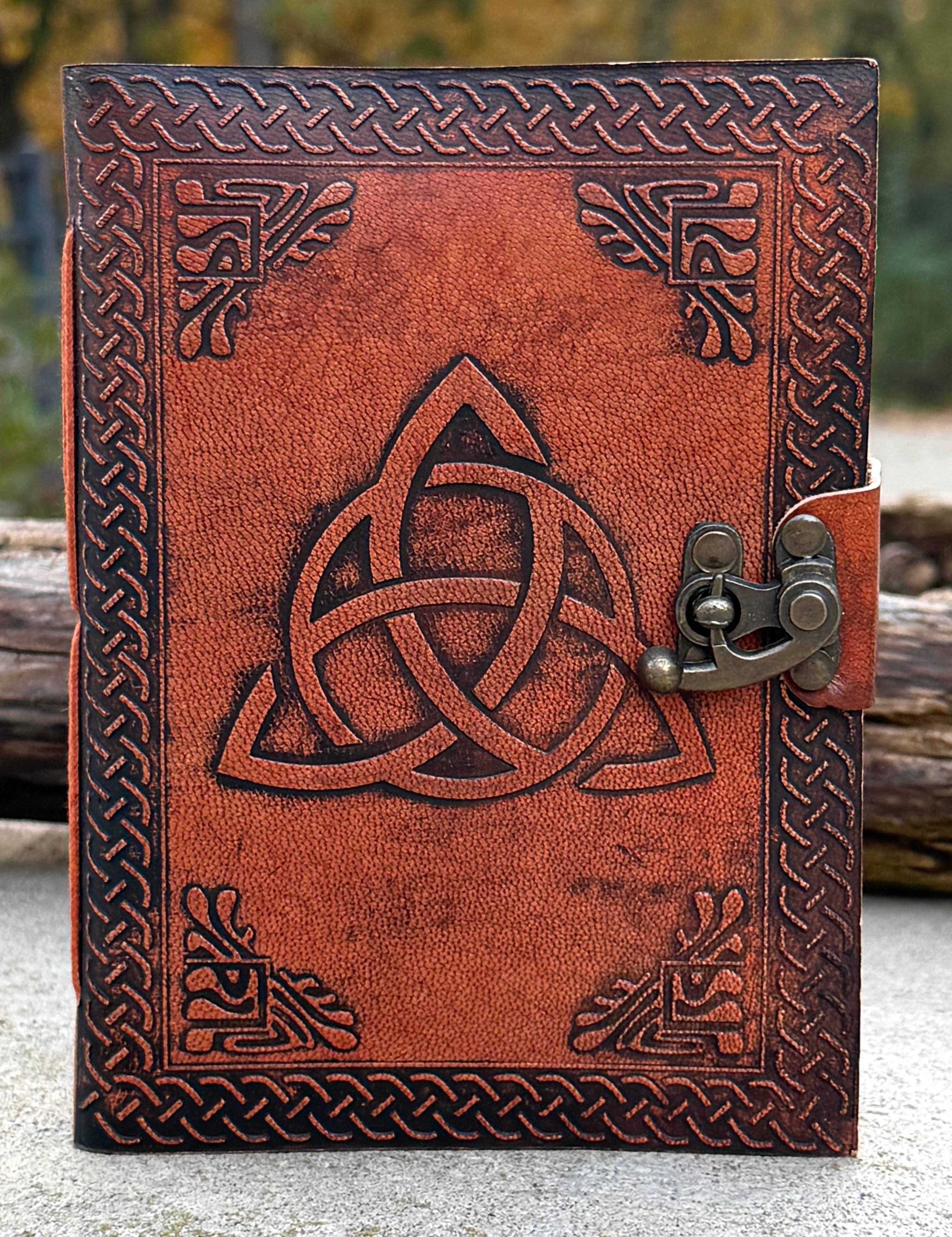Leather Journal Embossed Triple Moon Goddess