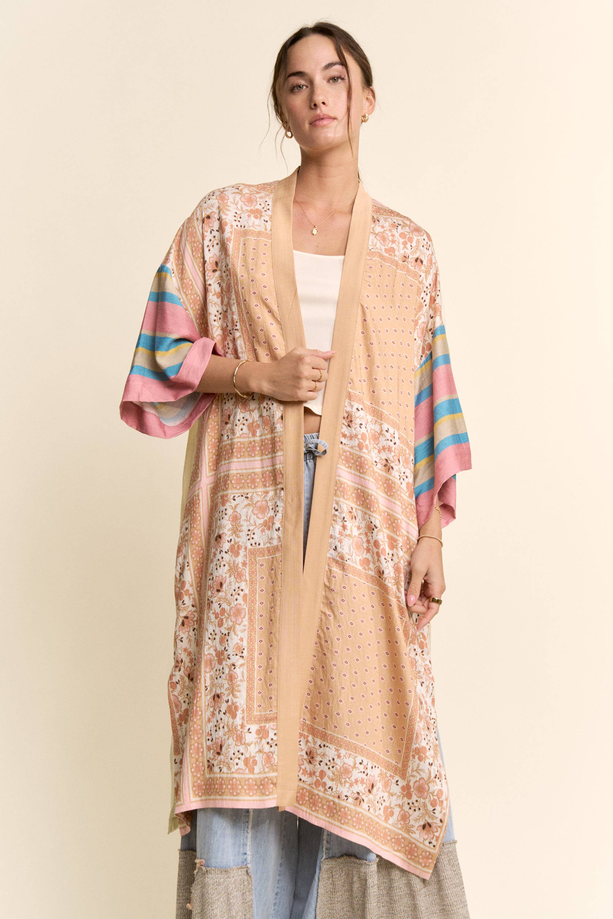 Whimsy Cat Printed Kimono