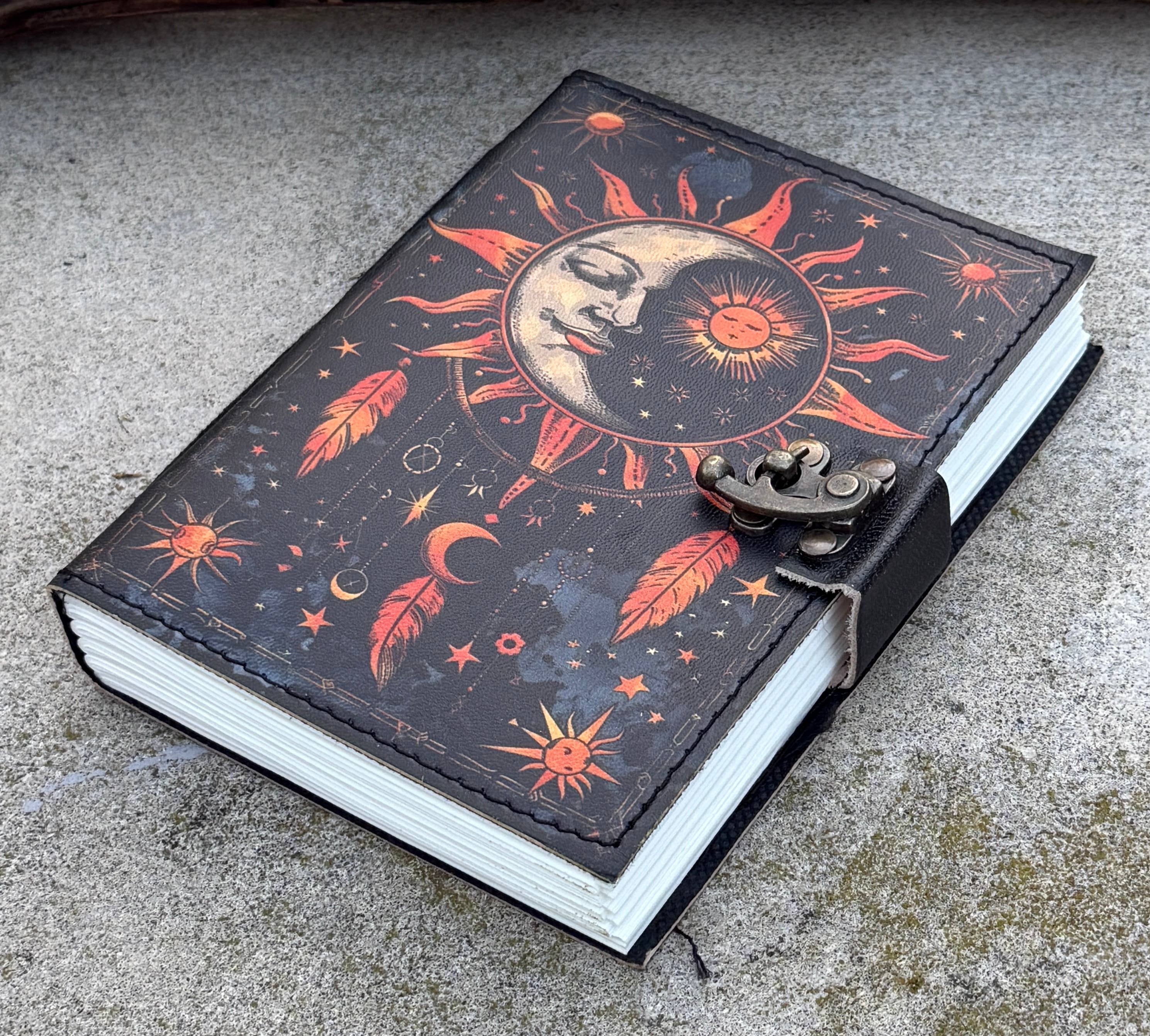 Leather Journal Celestial Sun Moon