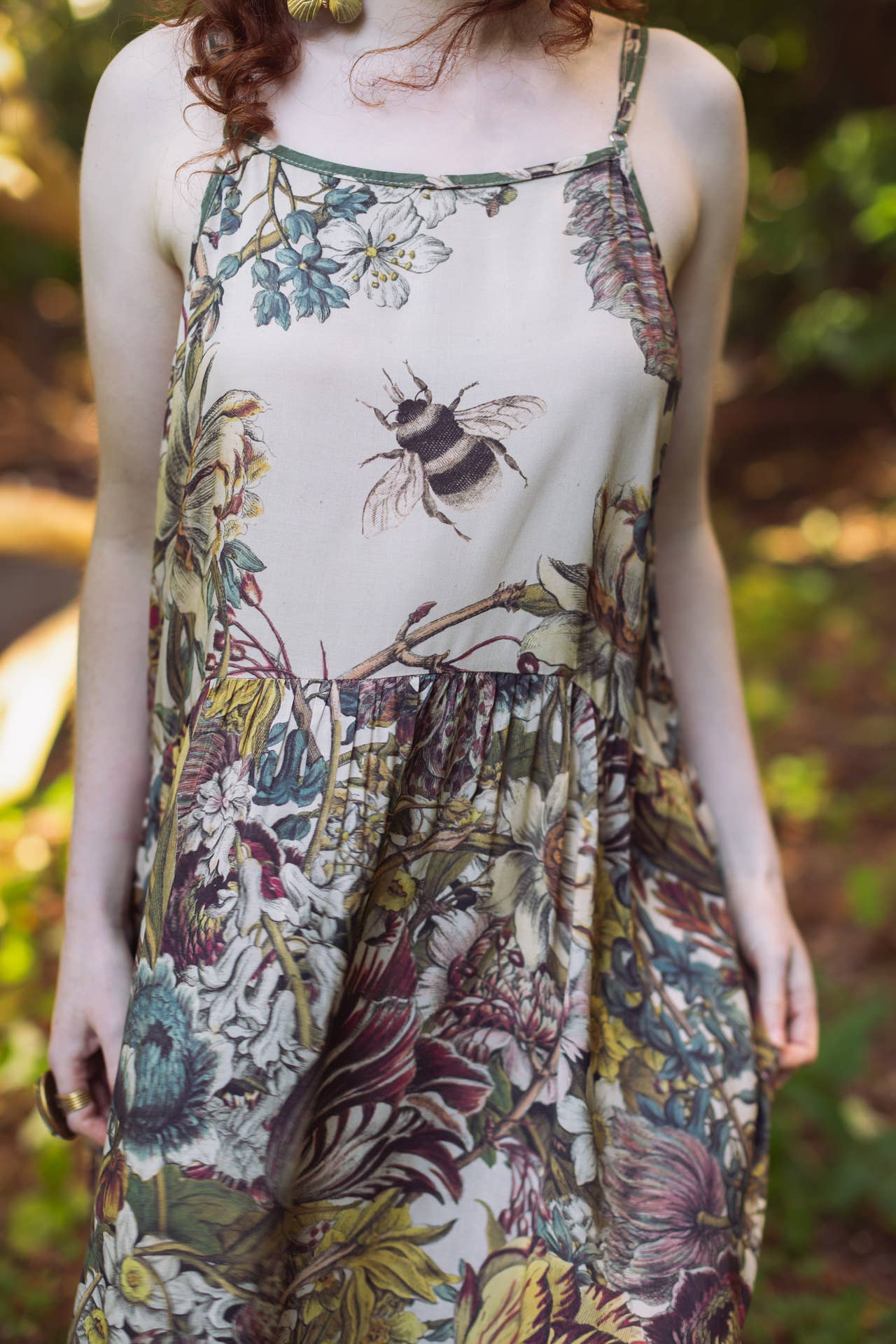 Love Grows Wild Bohéme Long Maxi Slip Dress w/ Bees