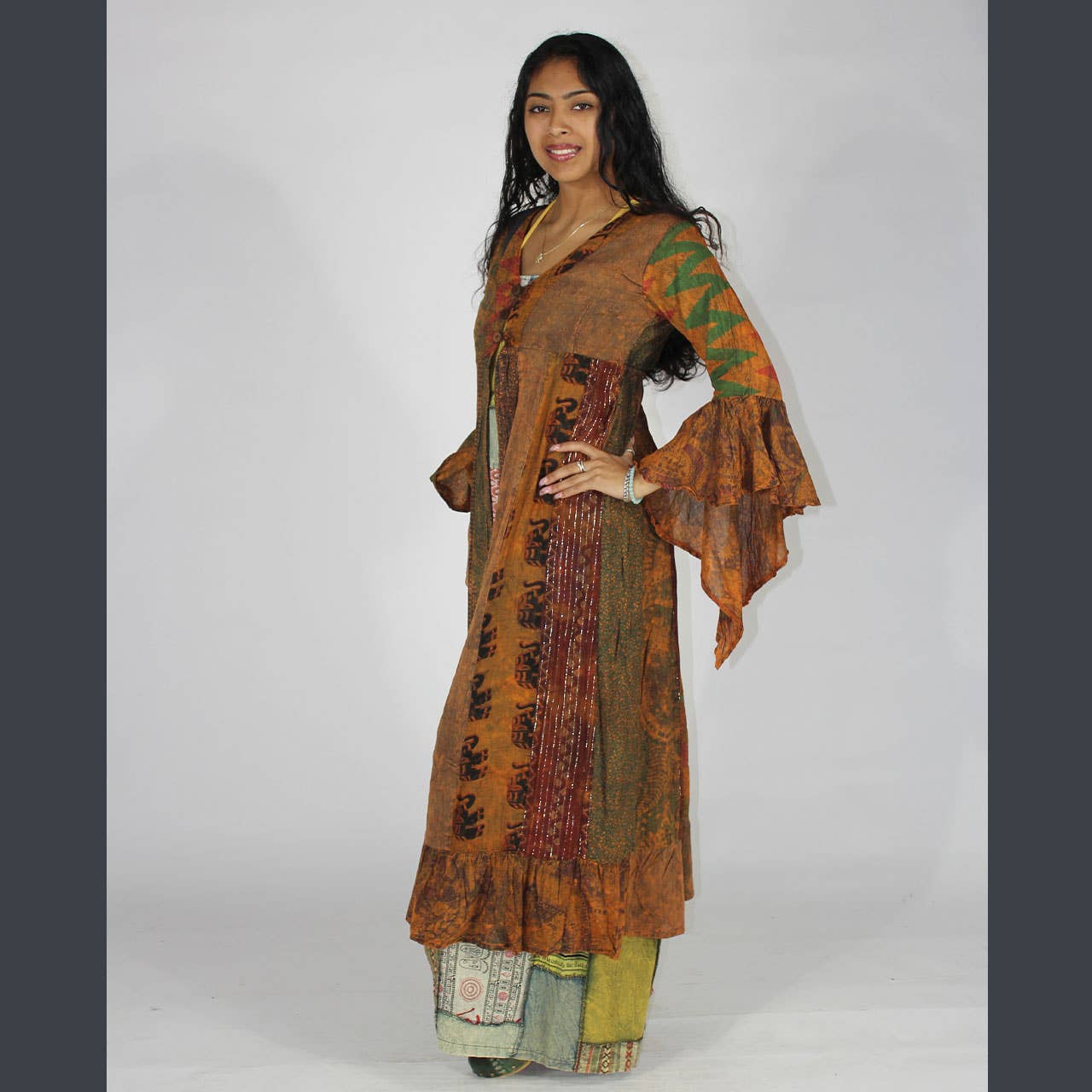 STEVIE DUSTER Over Dye Patchwork Long Duster