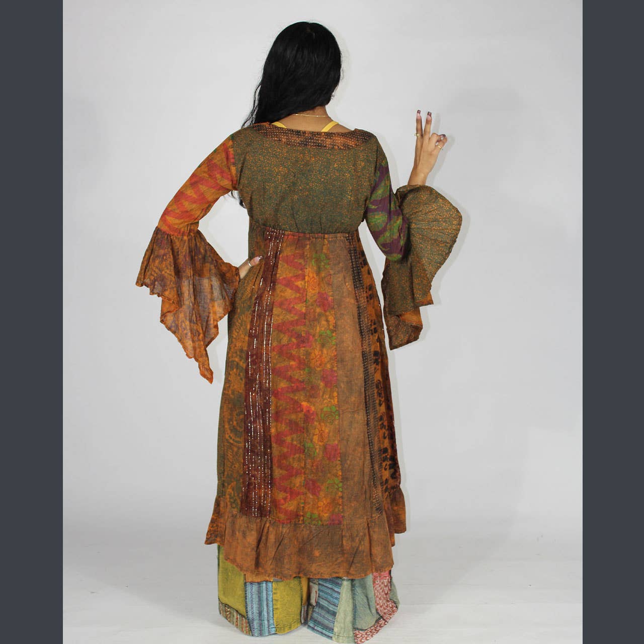 STEVIE DUSTER Over Dye Patchwork Long Duster