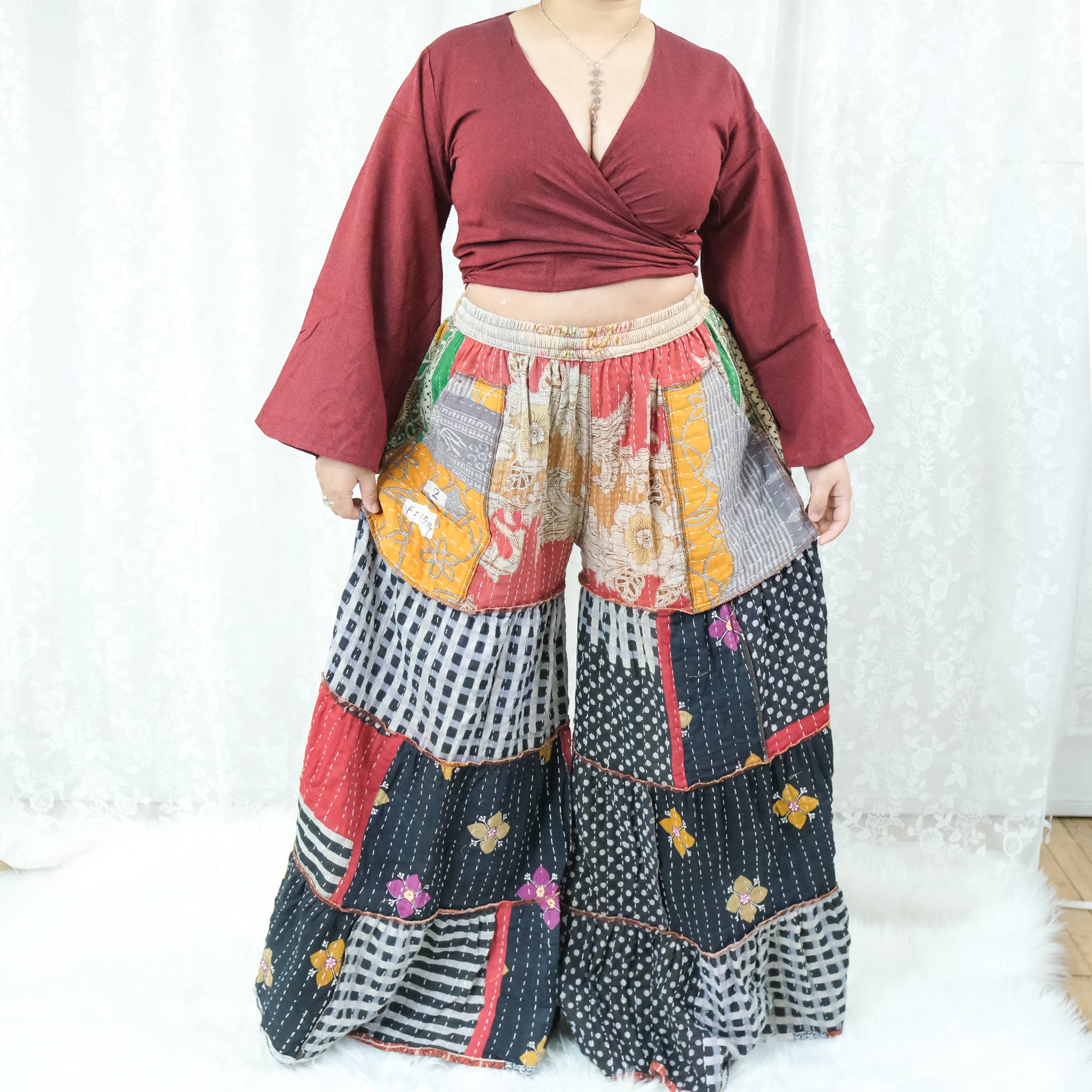 Kantha Tiered Reversible Pant with Pockets