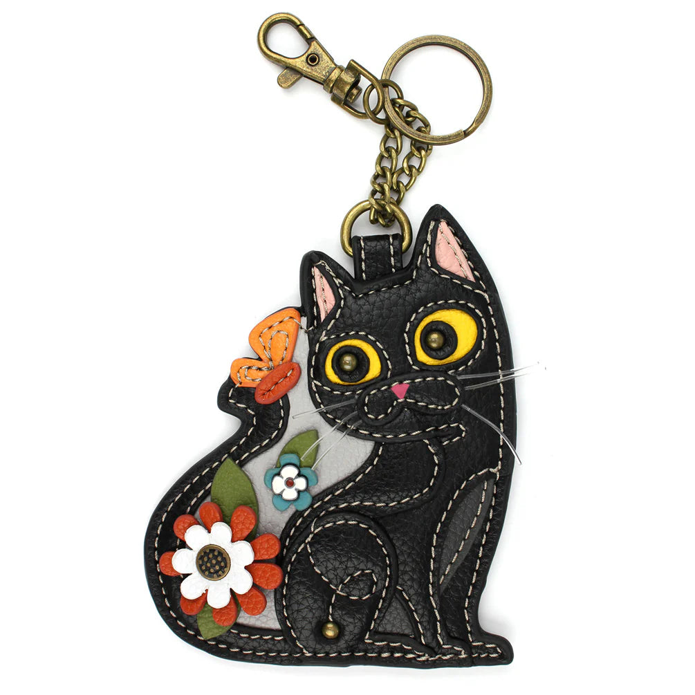 Key Fob/Coin Purse - Black Cat