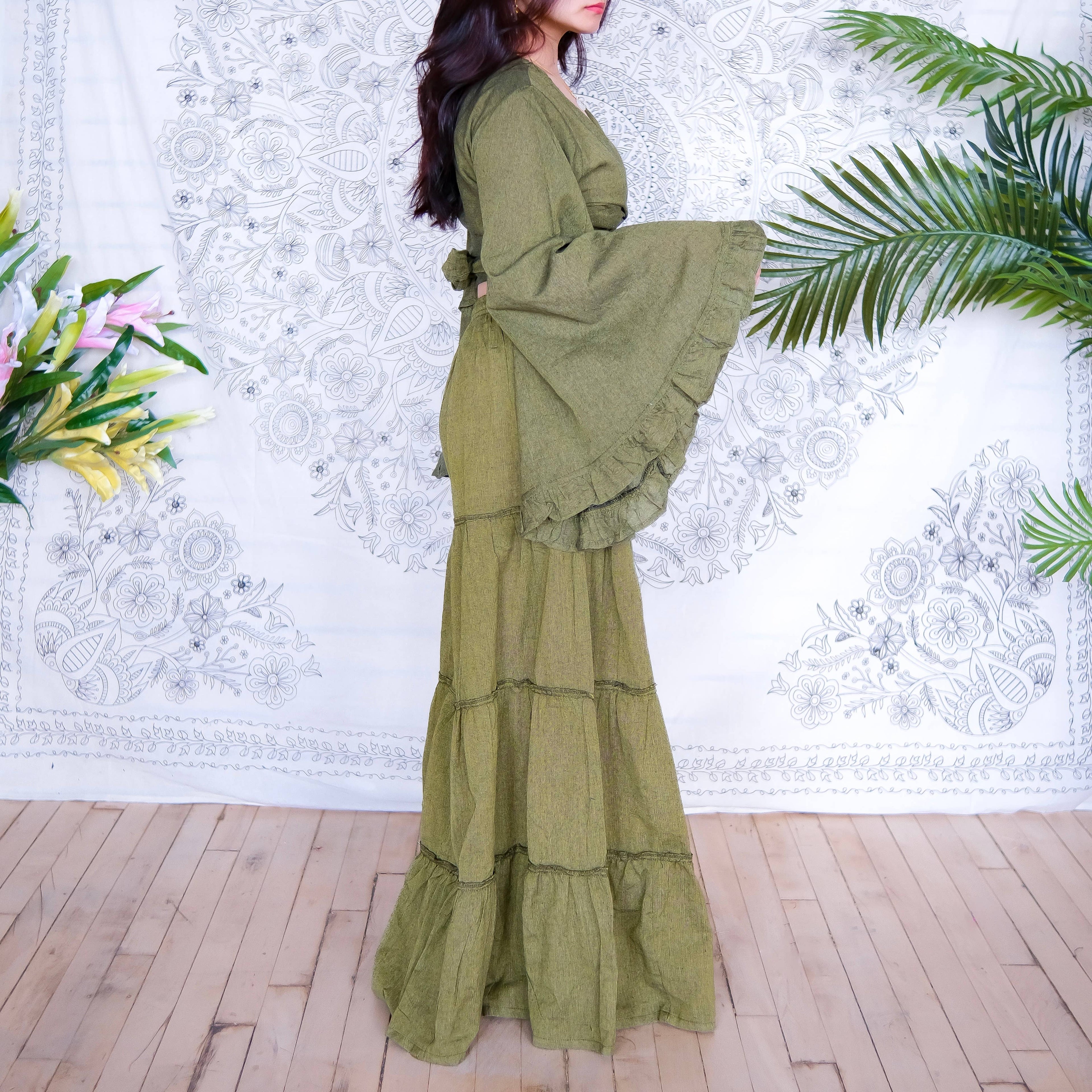 Cotton Flowy Tiered Pant with Ruffle Sleeve Set