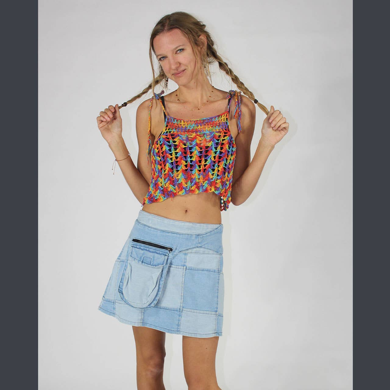 Utility Denim Patch Mini Skirt