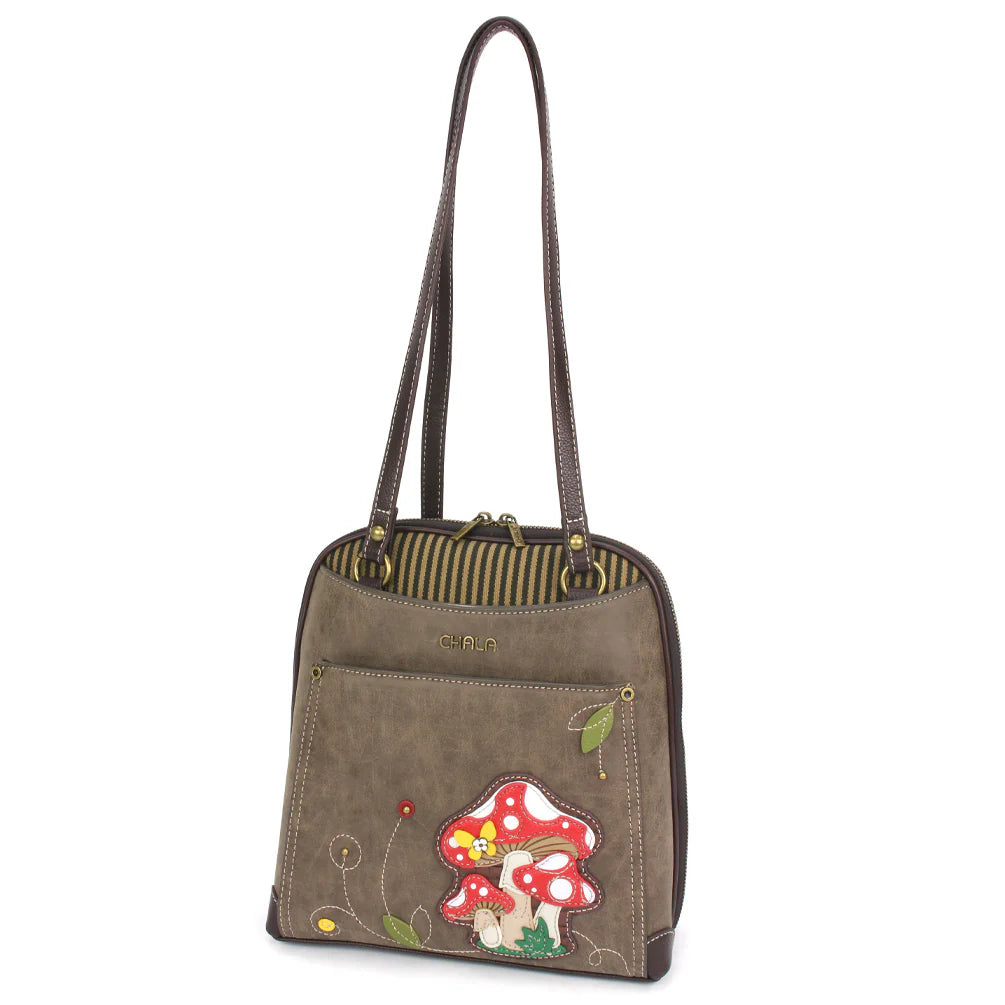 Convertible Backpack Purse - Mushrooms
