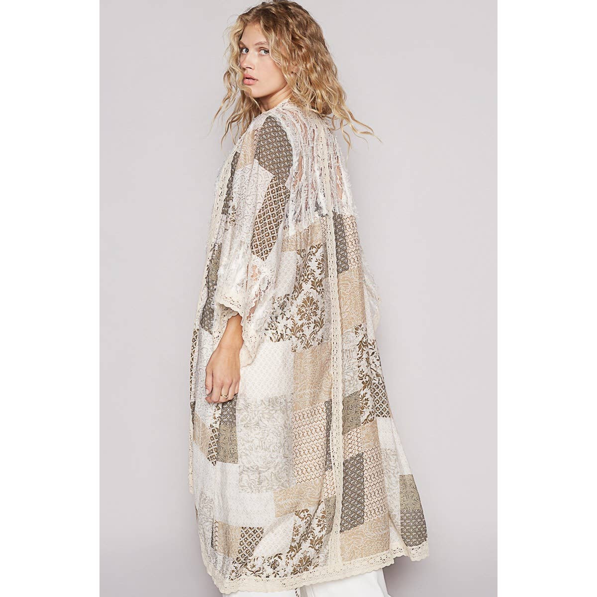 Vintage Washed Lace Open Cardigan