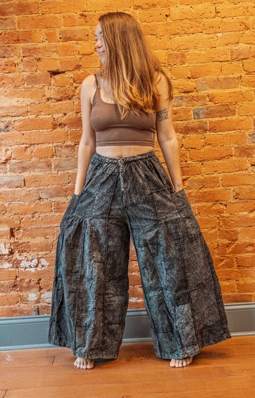 Hippie Boho Patchwork Flare Wide Leg Pants