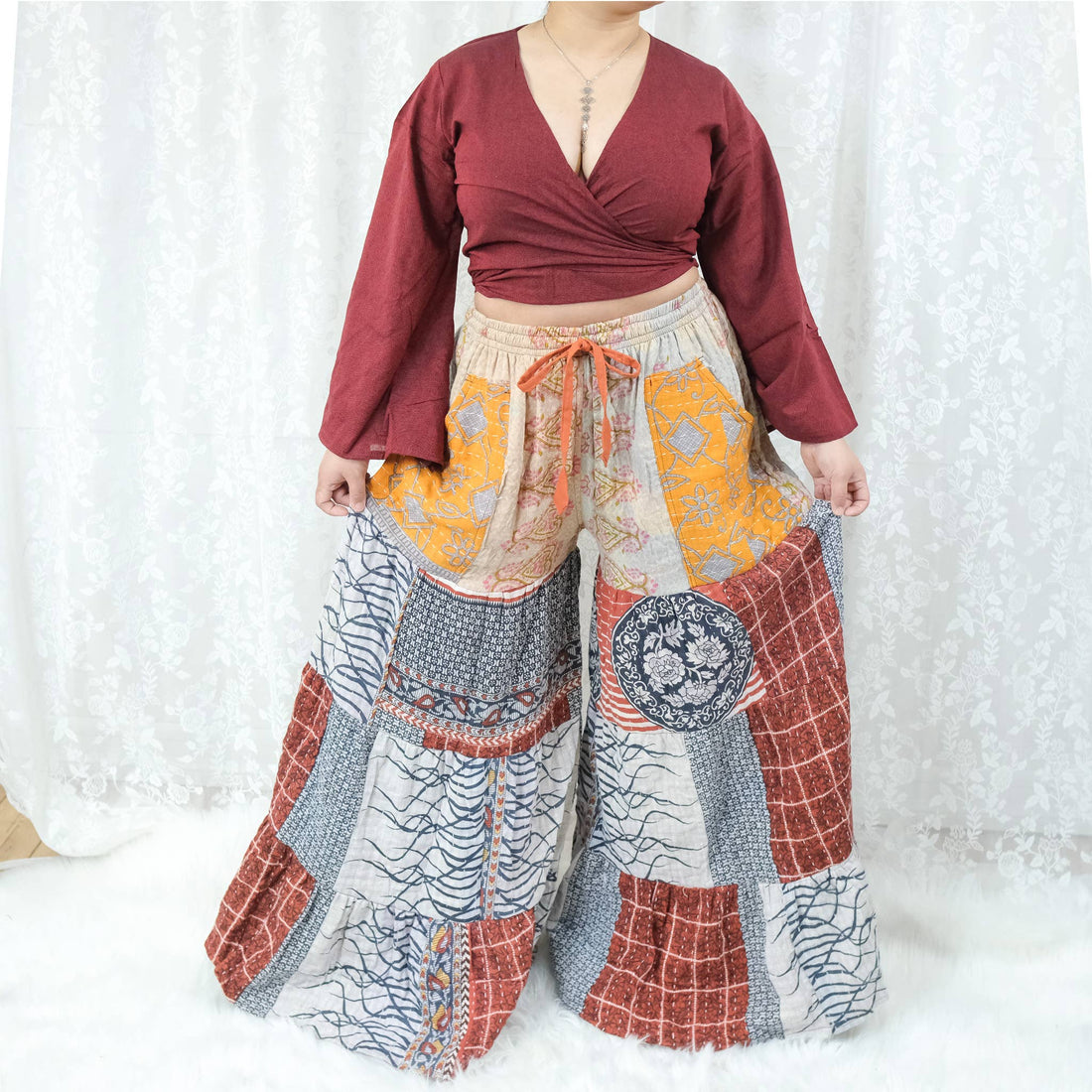 Kantha Tiered Reversible Pant with Pockets