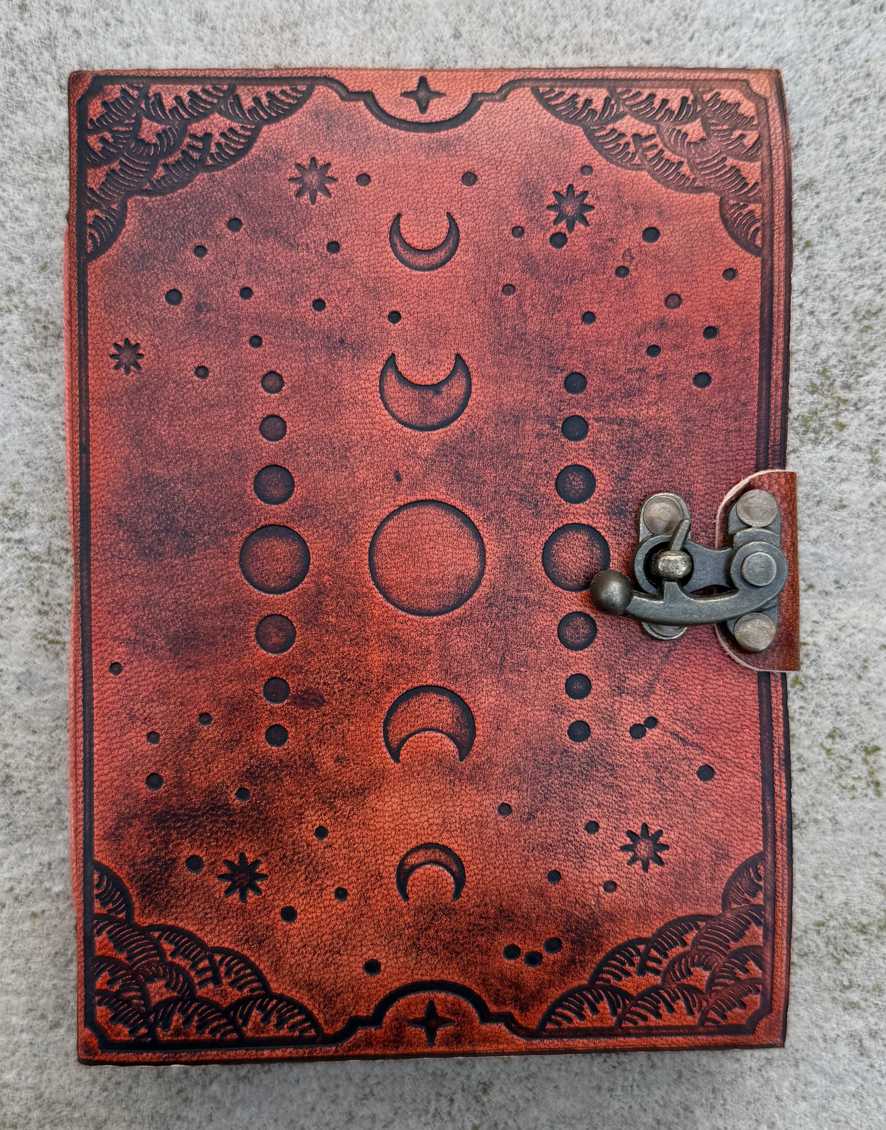 Moon Phase Leather Handmade Journal