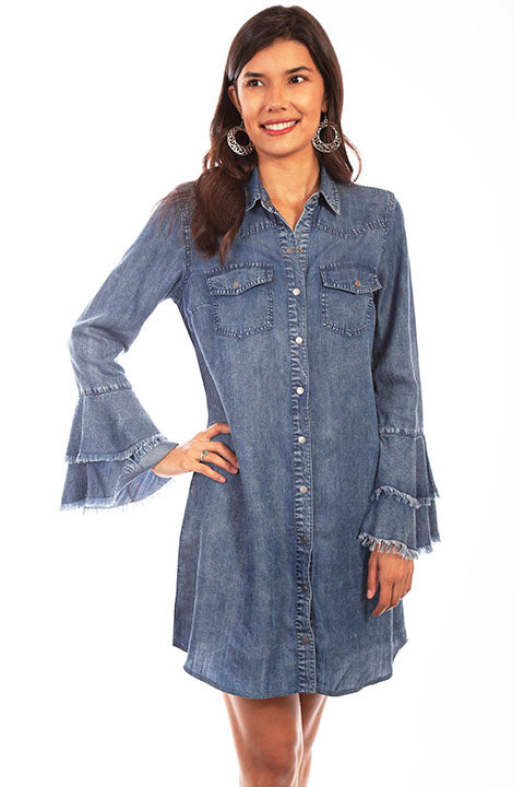 Denim Bell Sleeve Dress