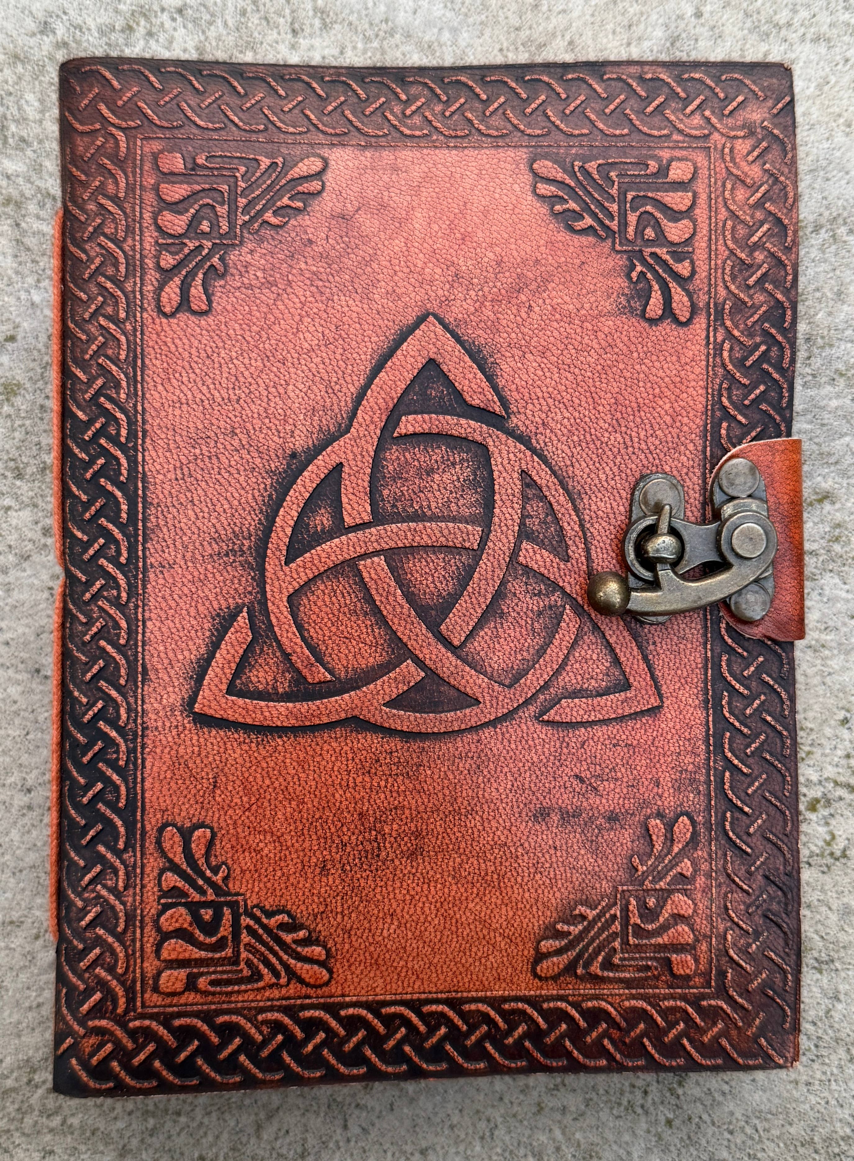 Leather Journal Embossed Triple Moon Goddess