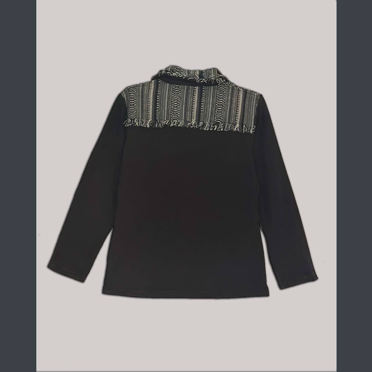 Cotton Fleece stonewash Jacket with Gherri Cotton Panel: Black / M