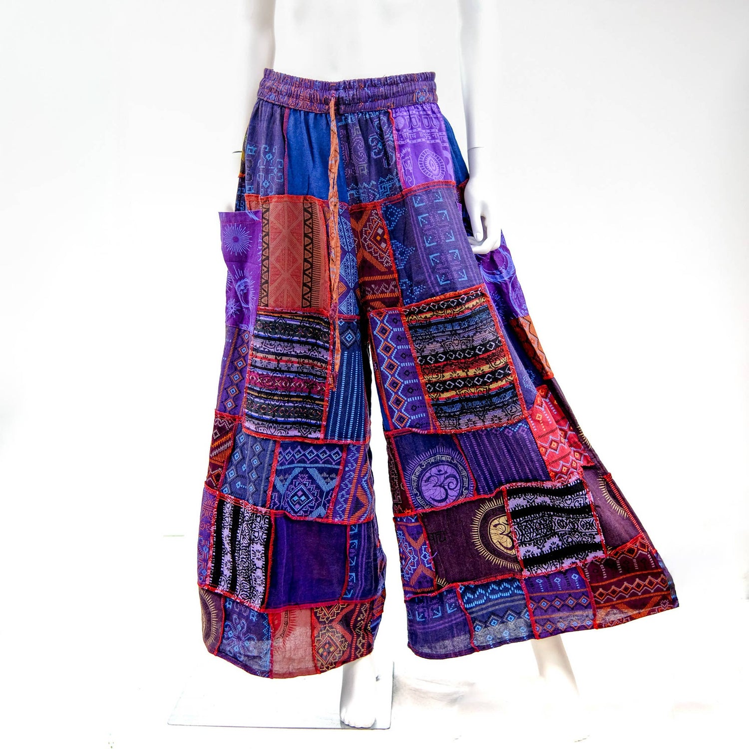 Handwoven Patchwork Colorful Boho Palazzo Pants
